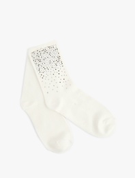 Pamuklu Taşlı Soket Çorap