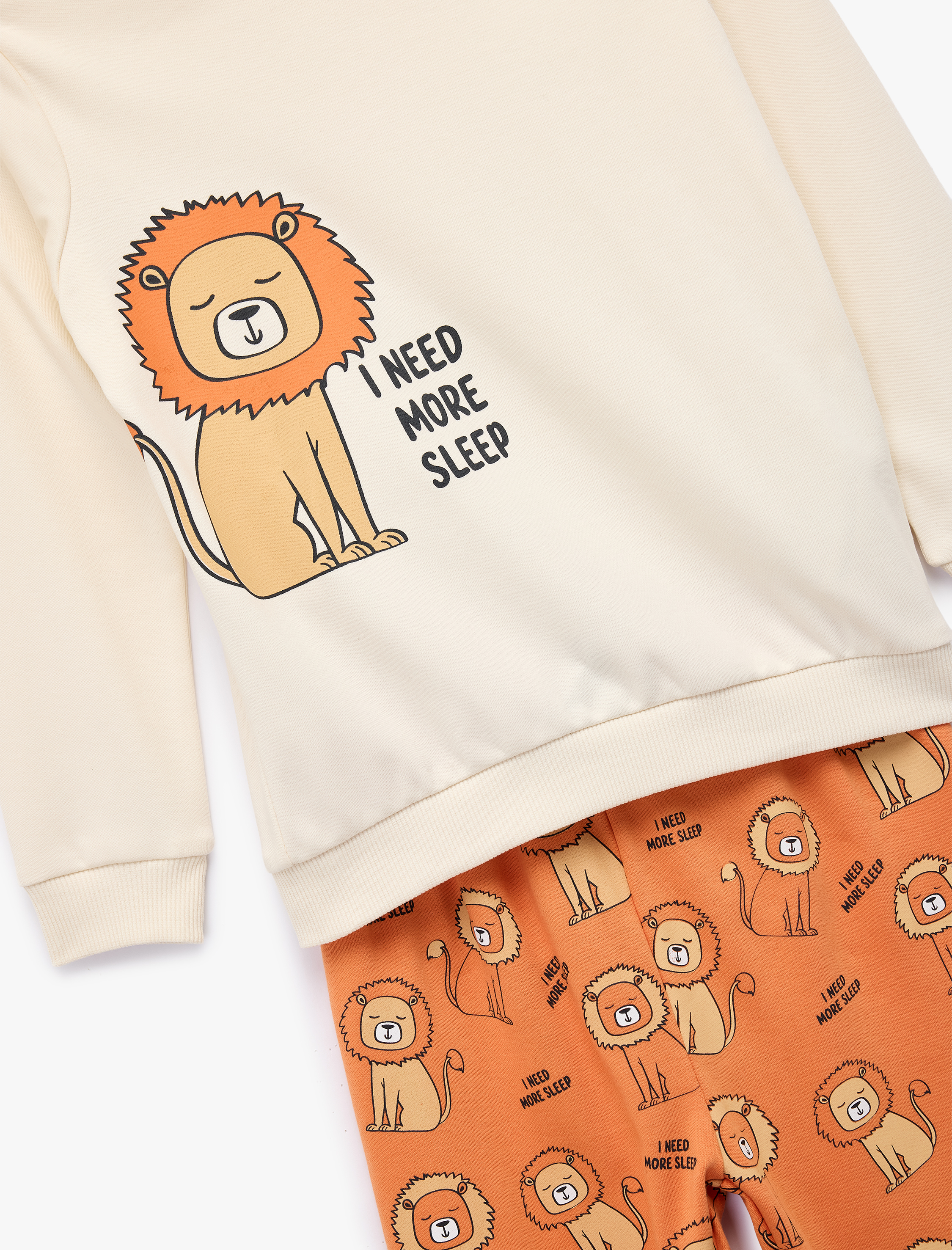  Erkek Bebek Aslan Baskılı 2'li Pamuklu Pijama Takımı