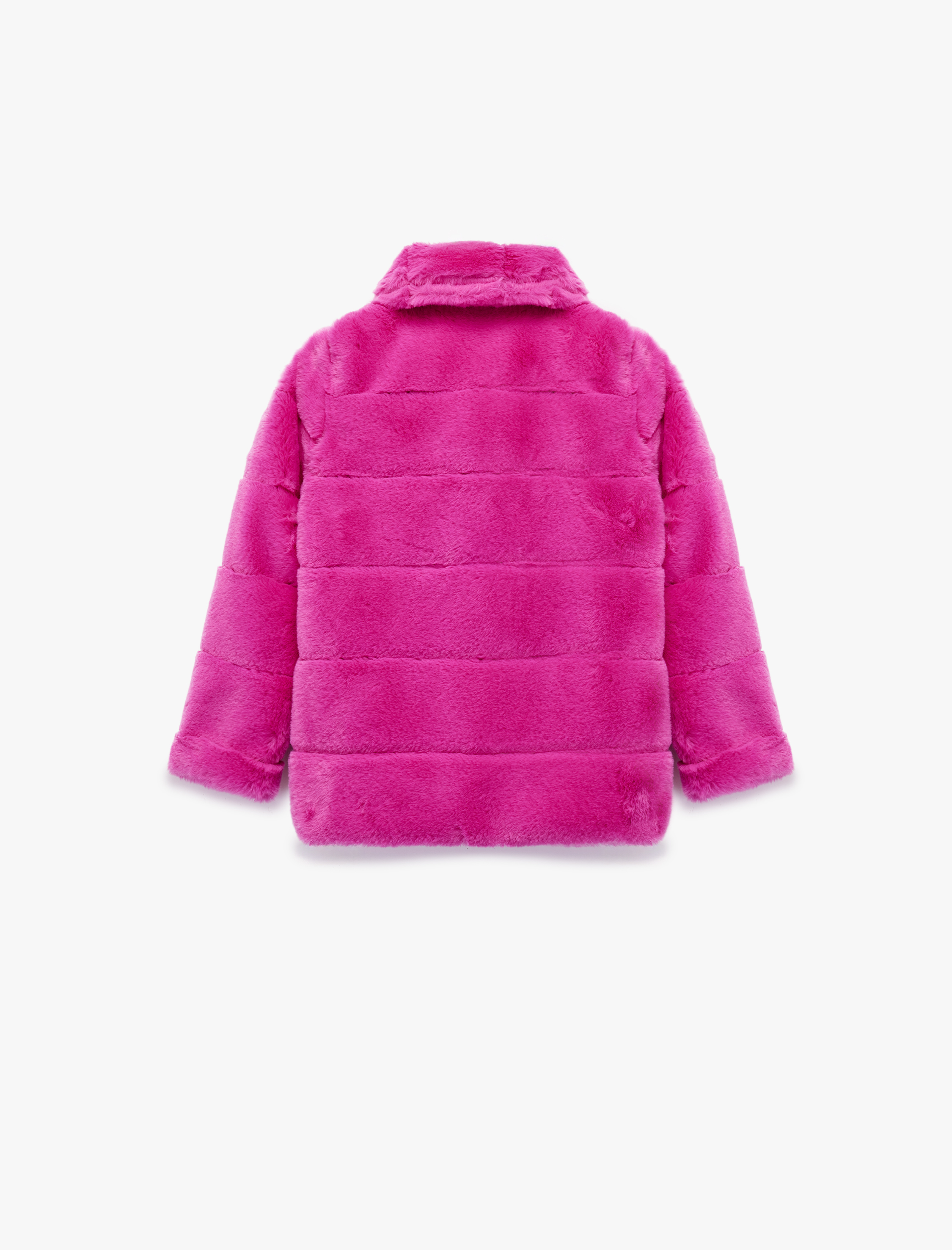  Kız Çocuk Uzun Kollu Cep Detaylı Bebe Yaka Suni Kürk Kaban