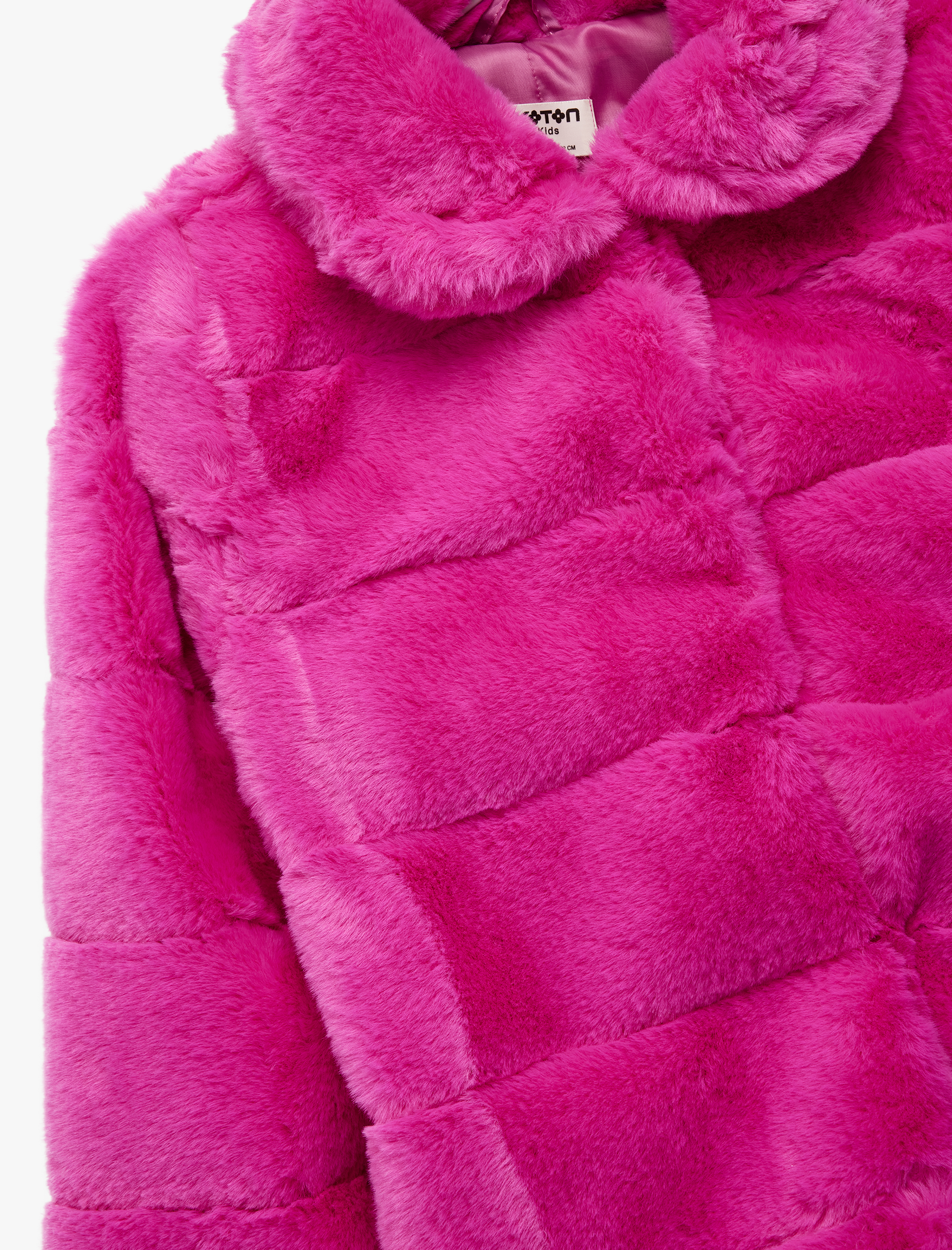  Kız Çocuk Uzun Kollu Cep Detaylı Bebe Yaka Suni Kürk Kaban