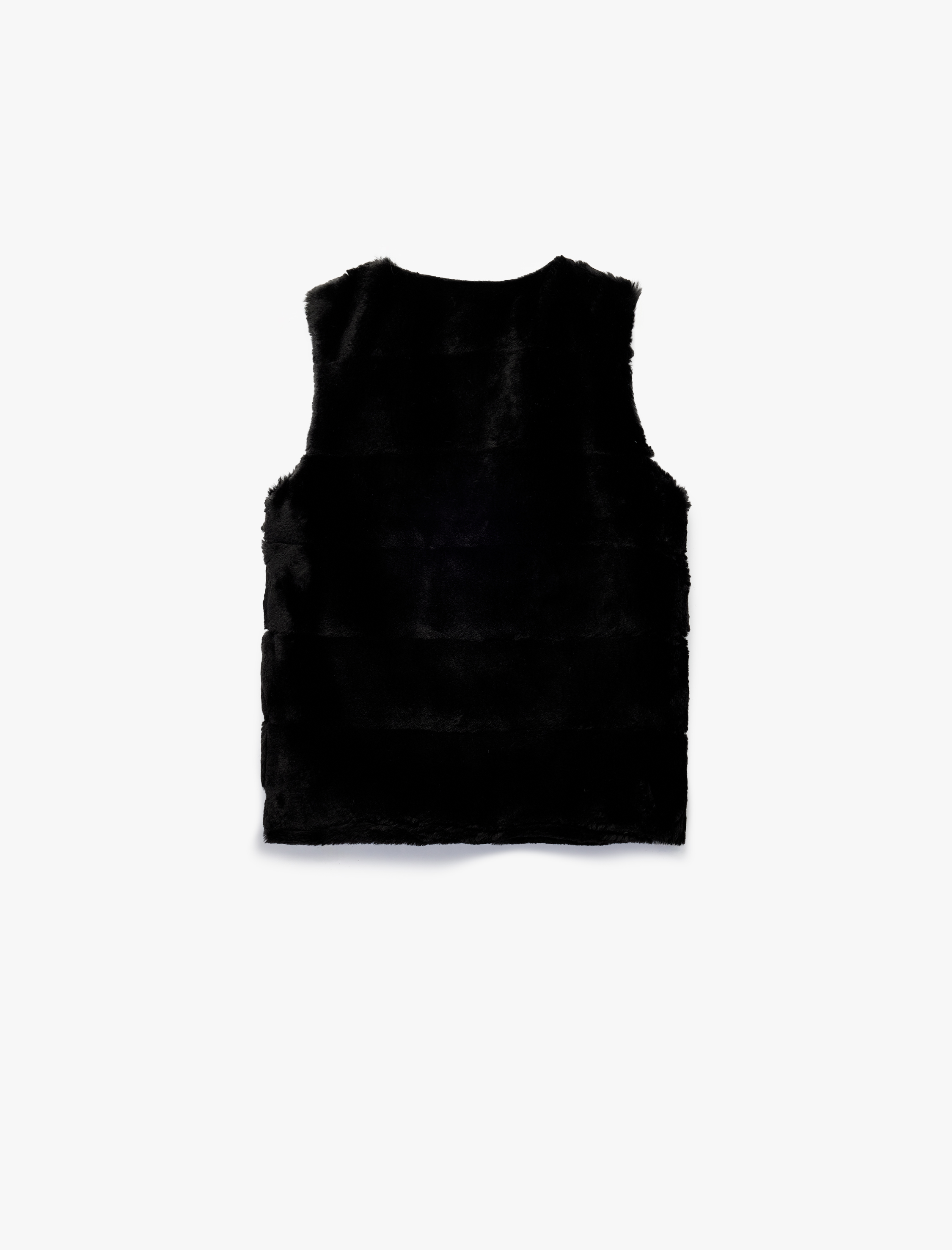  Kız Çocuk Peluş Detaylı Kolsuz Bisiklet Yaka Peluş Yelek