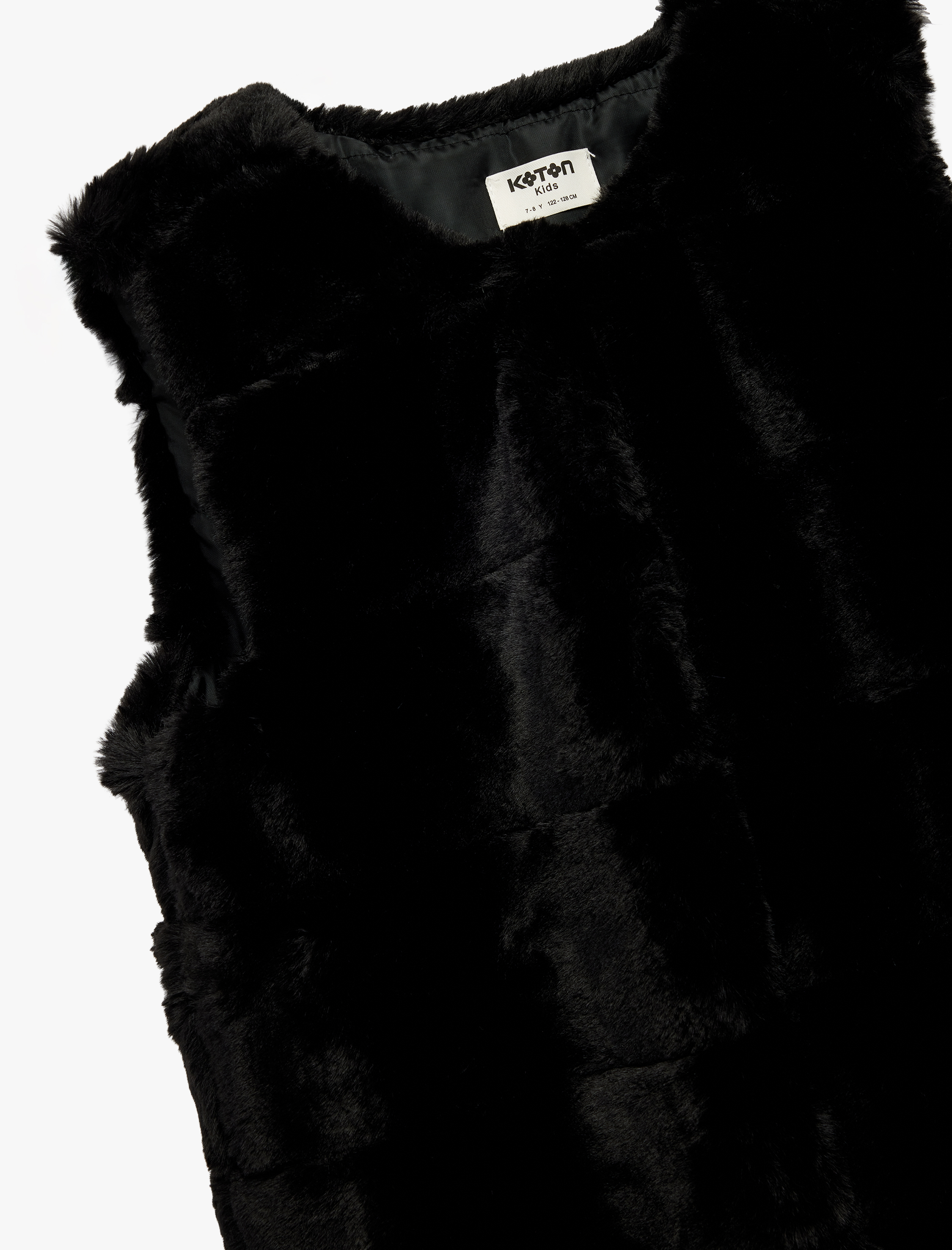  Kız Çocuk Peluş Detaylı Kolsuz Bisiklet Yaka Peluş Yelek