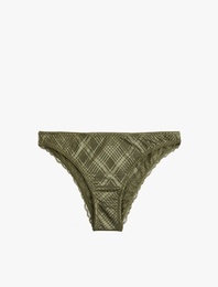 Dantel Detaylı Rahat Kalıp Ekose Desenli Brazilian Külot