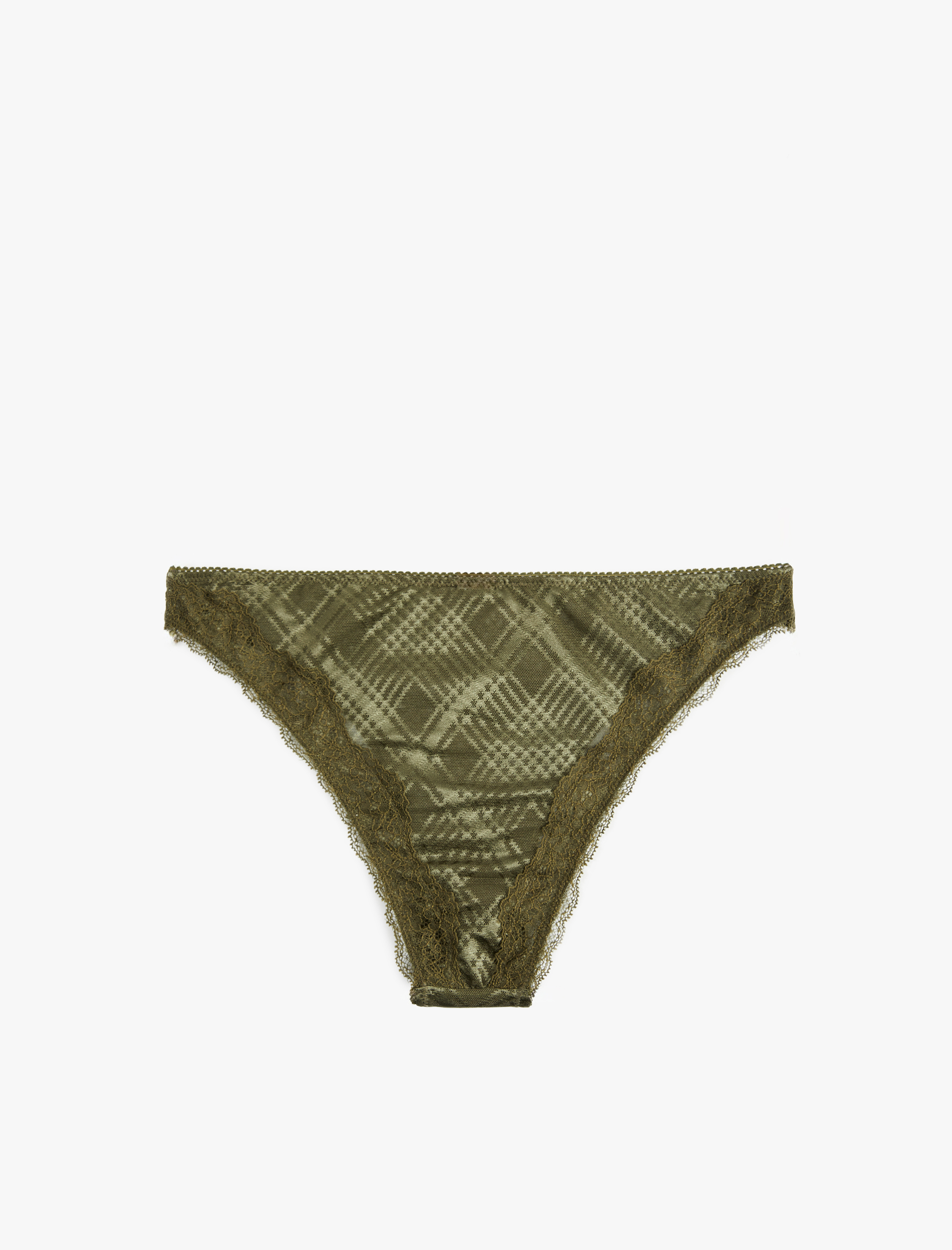 Dantel Detaylı Rahat Kalıp Ekose Desenli Brazilian Külot