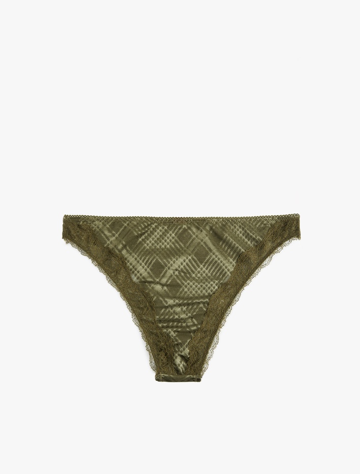  Dantel Detaylı Rahat Kalıp Ekose Desenli Brazilian Külot