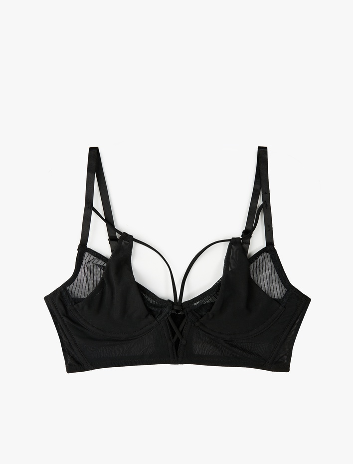  Rahat Kalıp Tül Detaylı Dolgusuz Balenli Sütyen