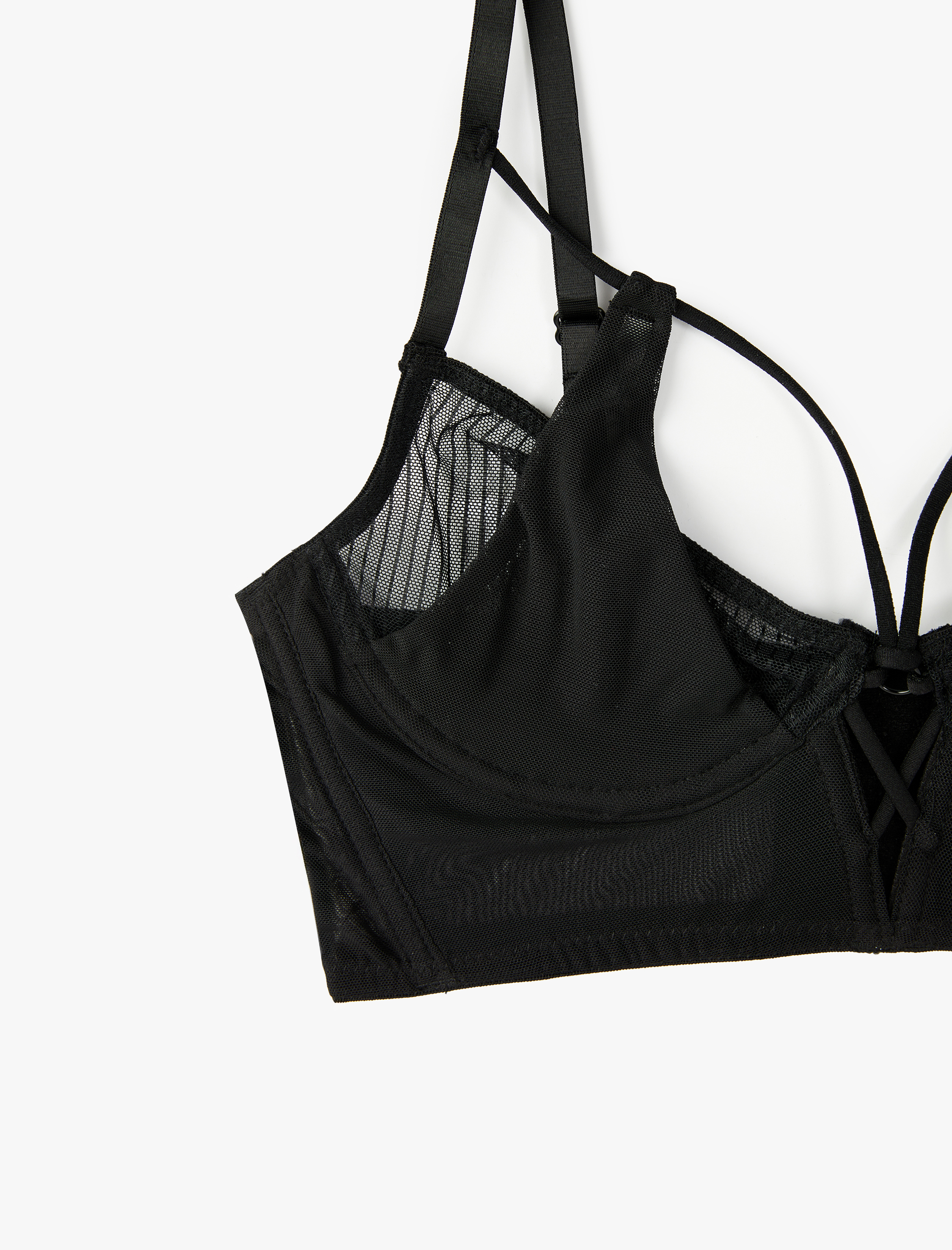   Rahat Kalıp Tül Detaylı Dolgusuz Balenli Sütyen