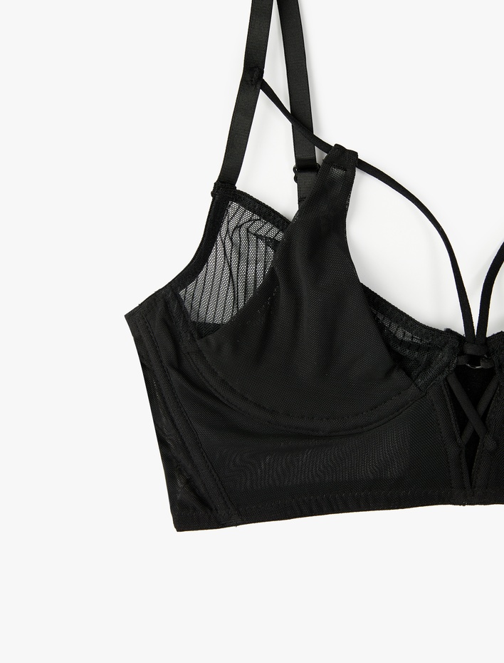  Rahat Kalıp Tül Detaylı Dolgusuz Balenli Sütyen