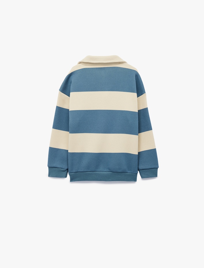 Erkek Bebek Uzun Kollu Hayvanlar Baskılı Polo Yaka Sweatshirt