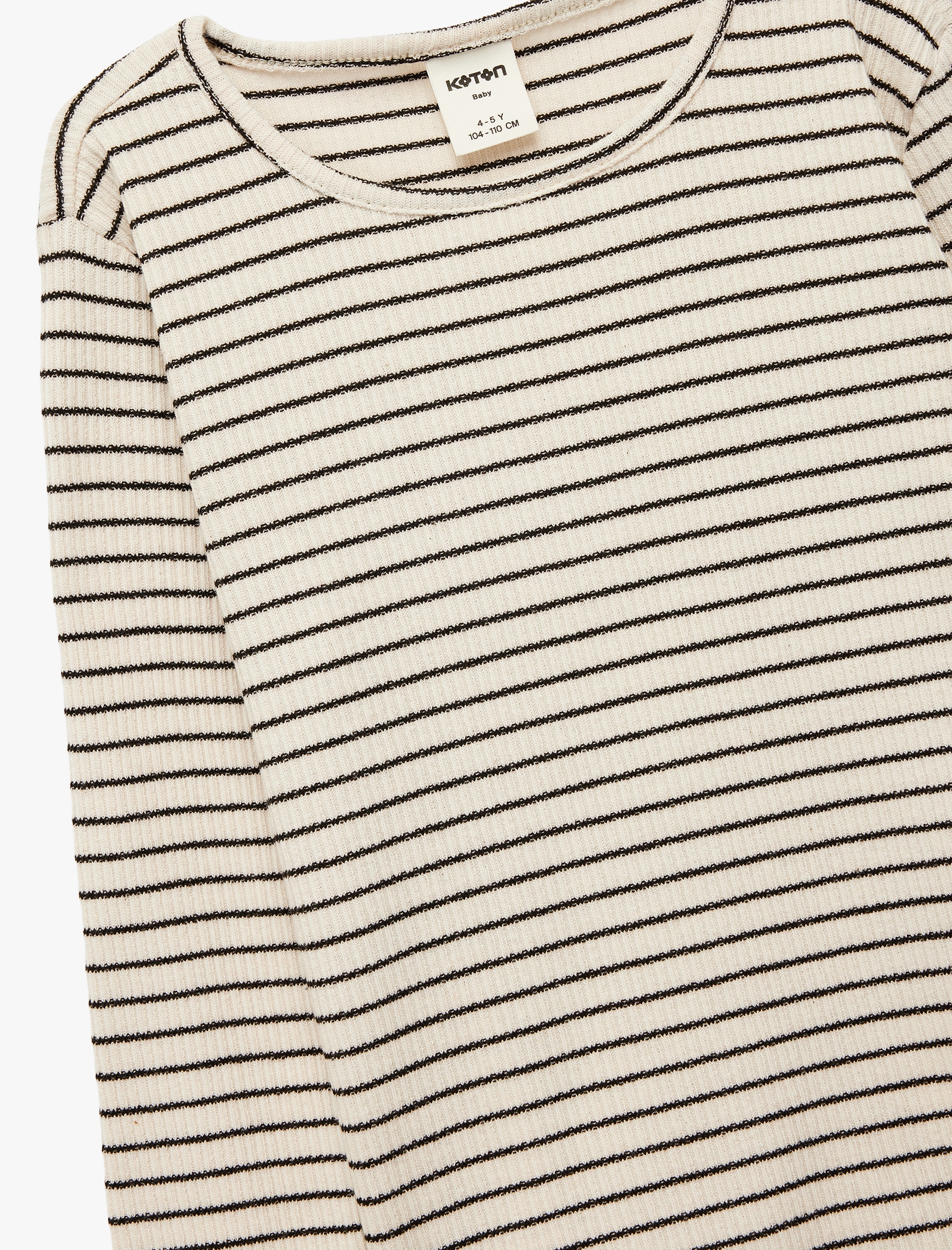  Kız Bebek Uzun Kollu Bisiklet Yaka Çizgili Tişört