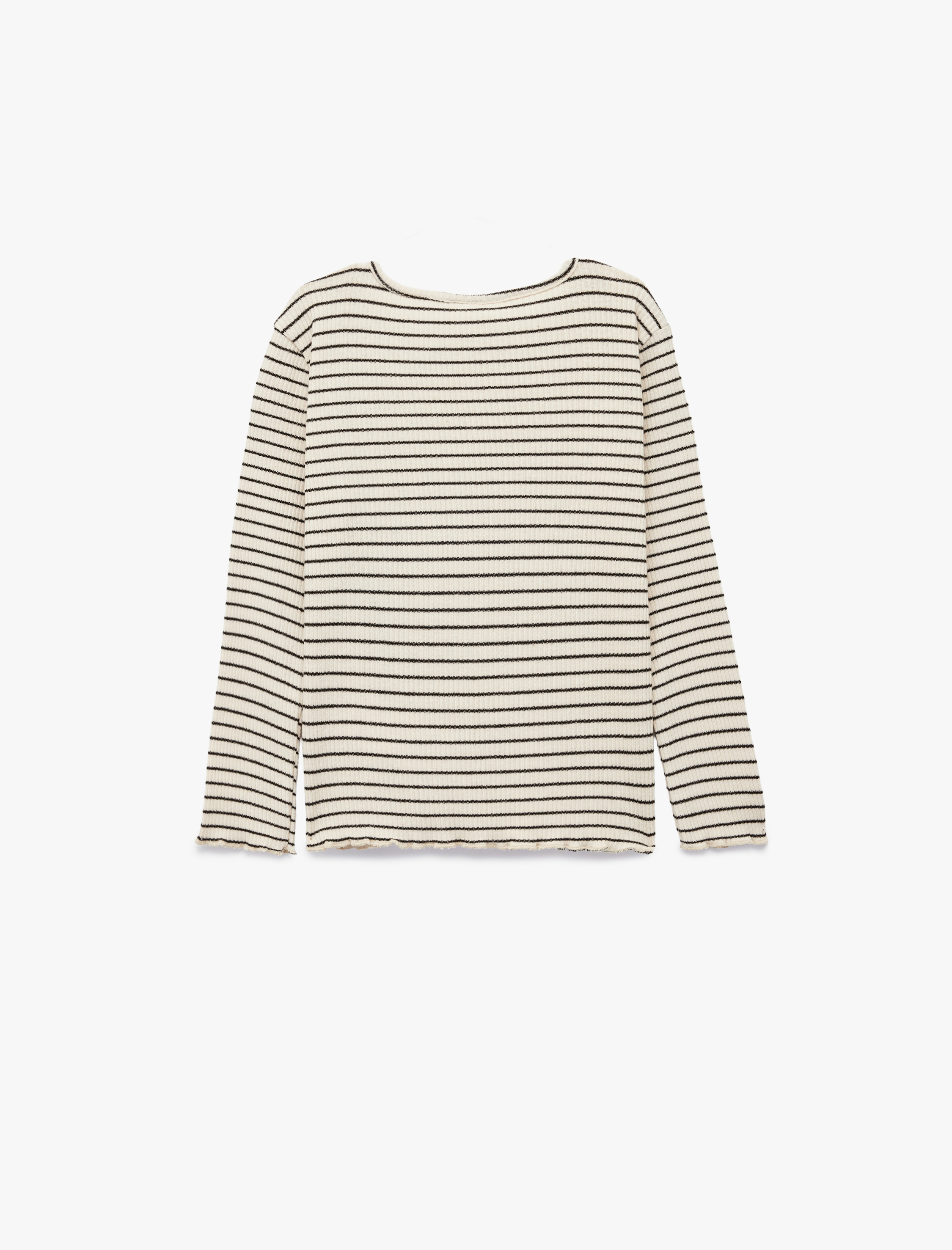  Kız Bebek Uzun Kollu Bisiklet Yaka Çizgili Tişört