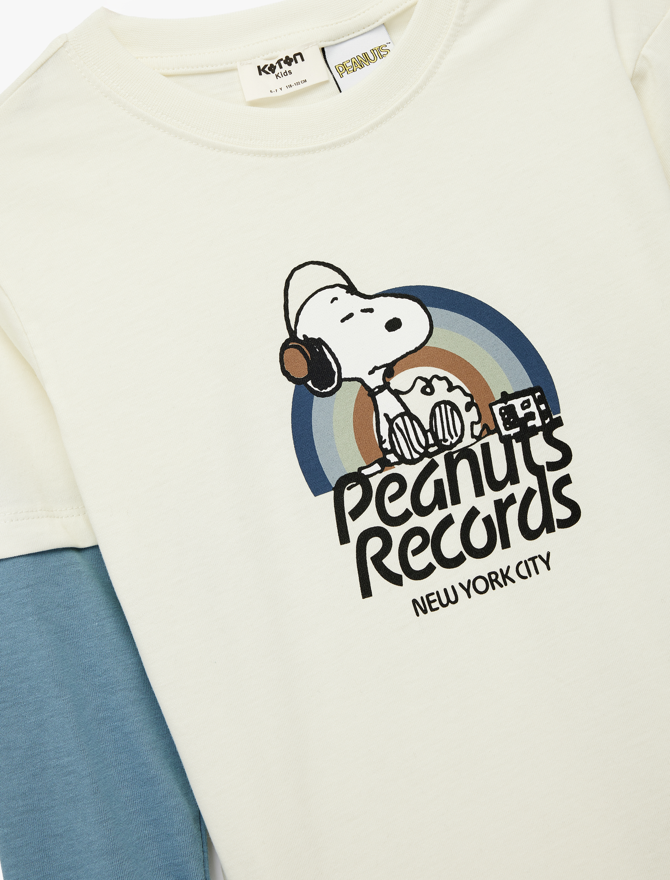  Erkek Çocuk Snoopy Baskılı Uzun Kollu Bisiklet Yaka Lisanslı Tişört