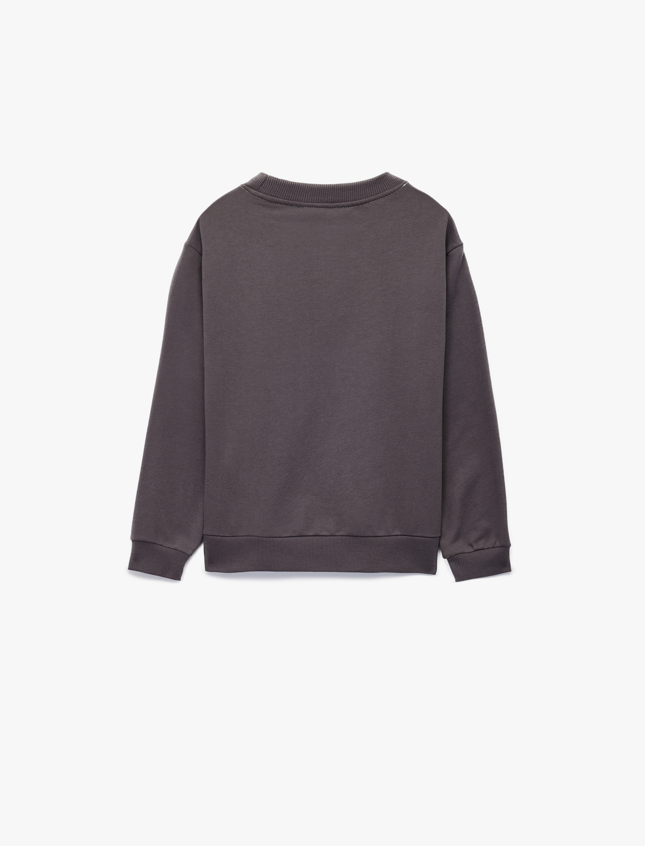  Kız Çocuk Pamuklu Uzun Kollu Bisiklet Yaka Baskılı Sweatshirt