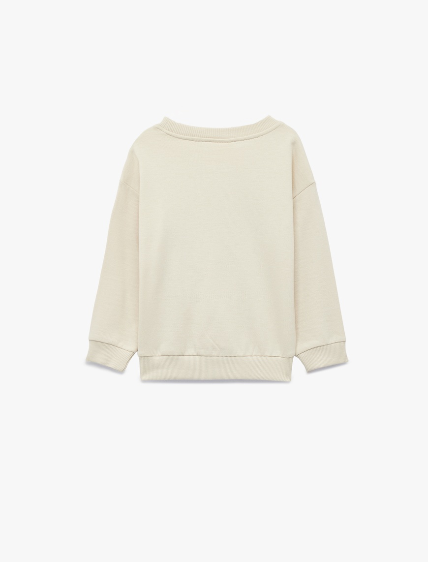  Erkek Bebek Pamuklu Uzun Kollu Bisiklet Yaka Kaplan Baskılı Sweatshirt