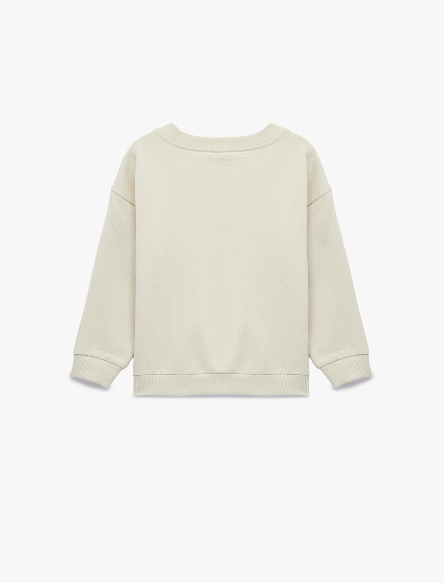  Erkek Bebek Uzun Kollu Bisiklet Yaka Dinozor Baskılı Pamuklu Sweatshirt