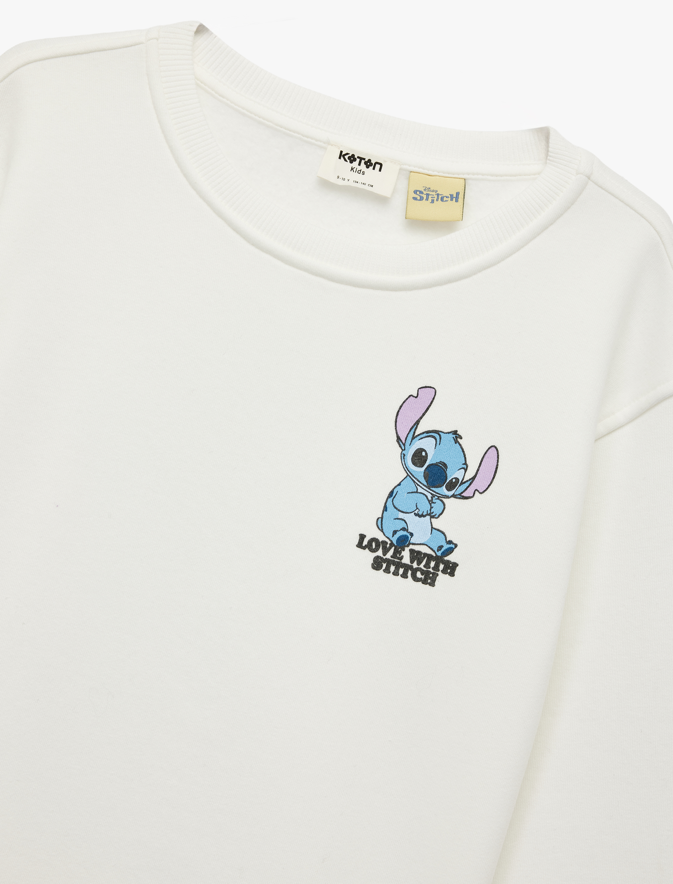  Kız Çocuk Lisanslı Stitch Baskılı Uzun Kollu Bisiklet Yaka Sweatshirt