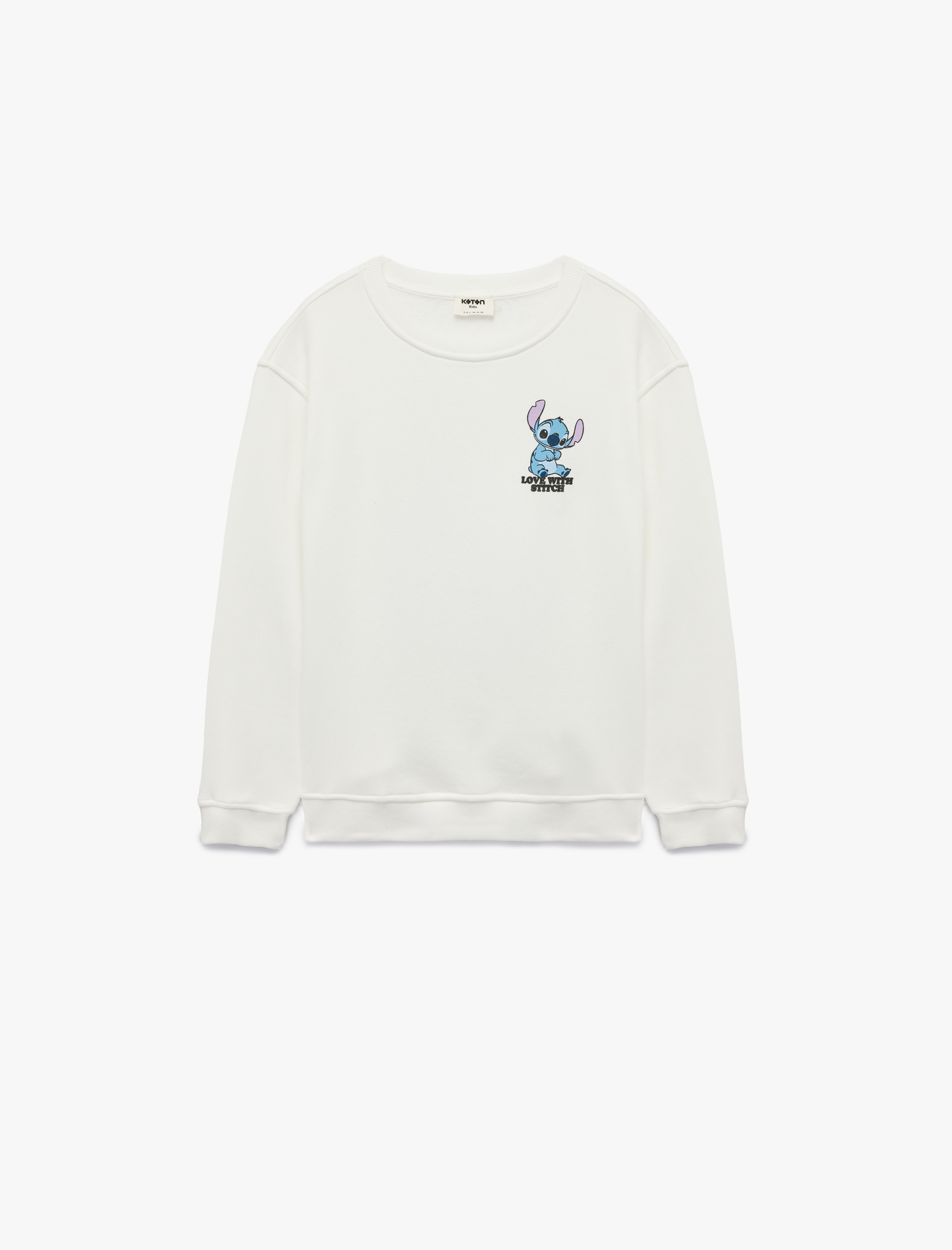  Kız Çocuk Lisanslı Stitch Baskılı Uzun Kollu Bisiklet Yaka Sweatshirt