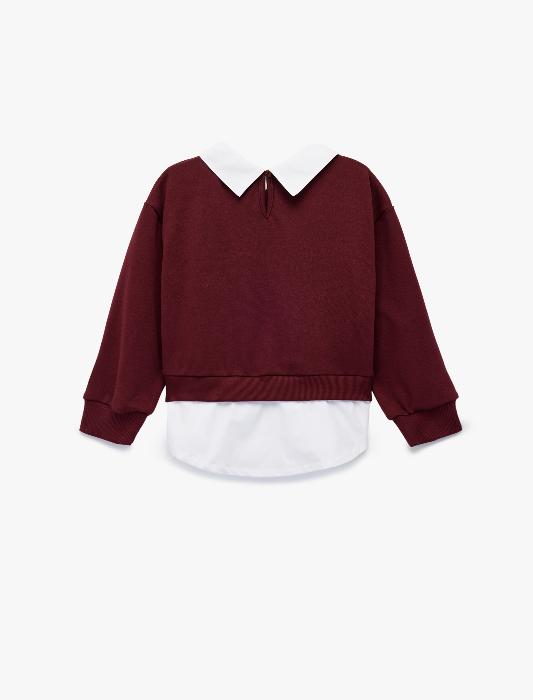  Kız Çocuk Gömlek Yaka Detaylı Uzun Kollu Sweatshirt