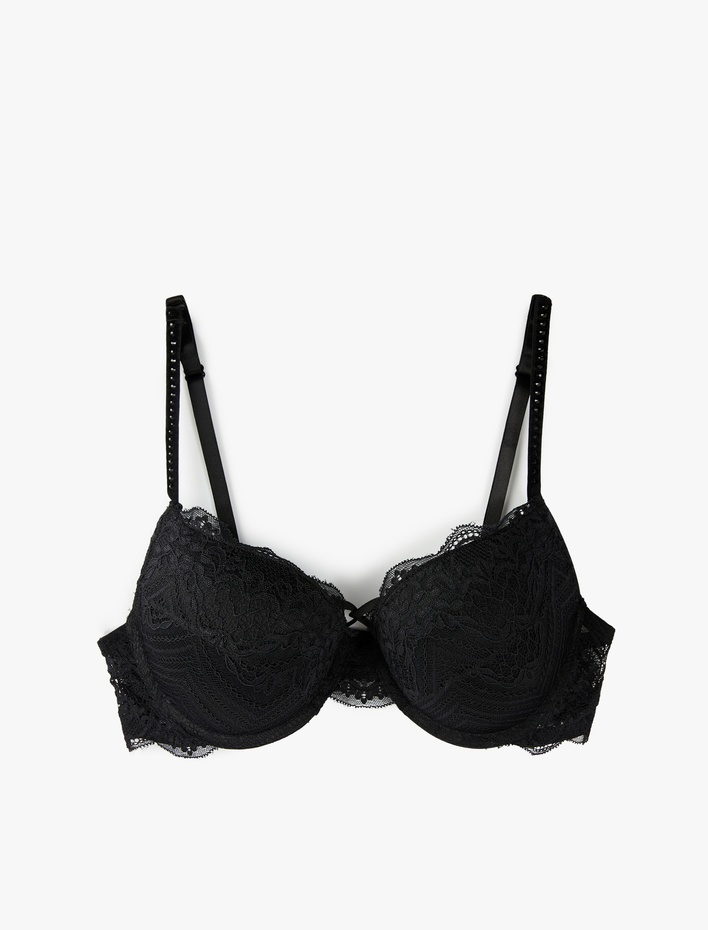  Dantel Detaylı Ekstra Dolgulu Destekli Sütyen