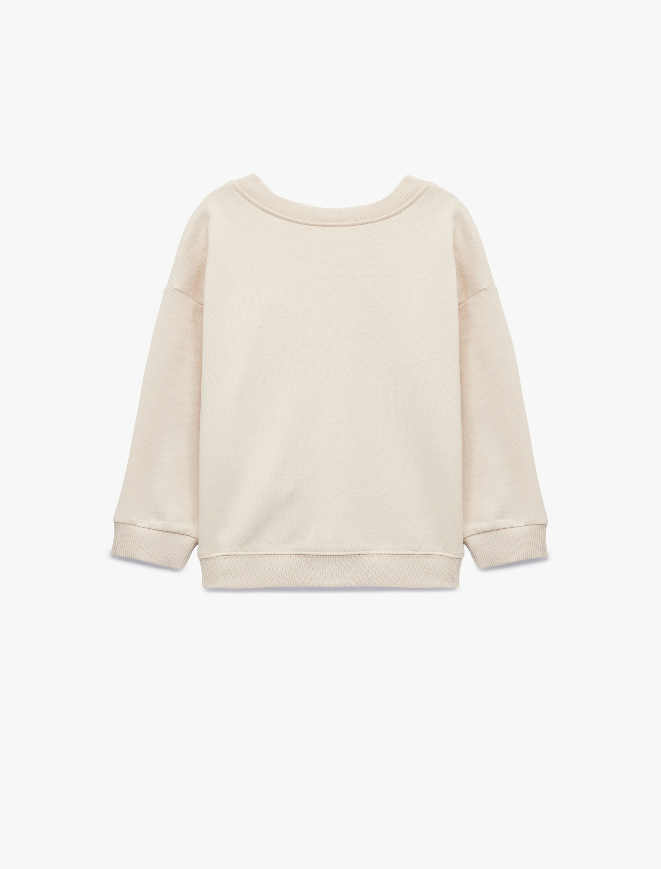  Kız Bebek Uzun Kollu Bisiklet Yaka Pamuklu Baskılı Sweatshirt