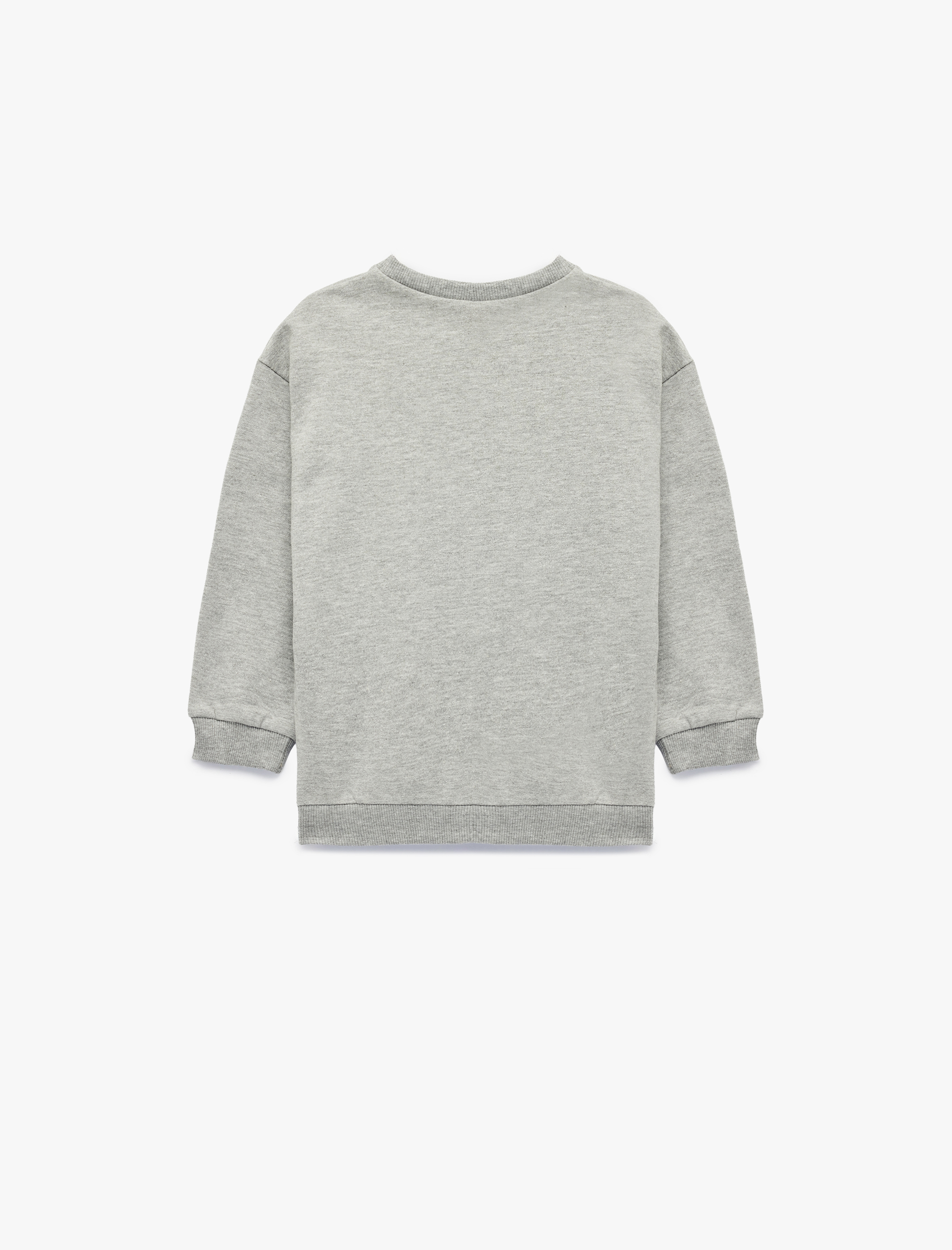  Kız Bebek Kalp Baskılı Uzun Kollu Bisiklet Yaka Pamuklu Sweatshirt