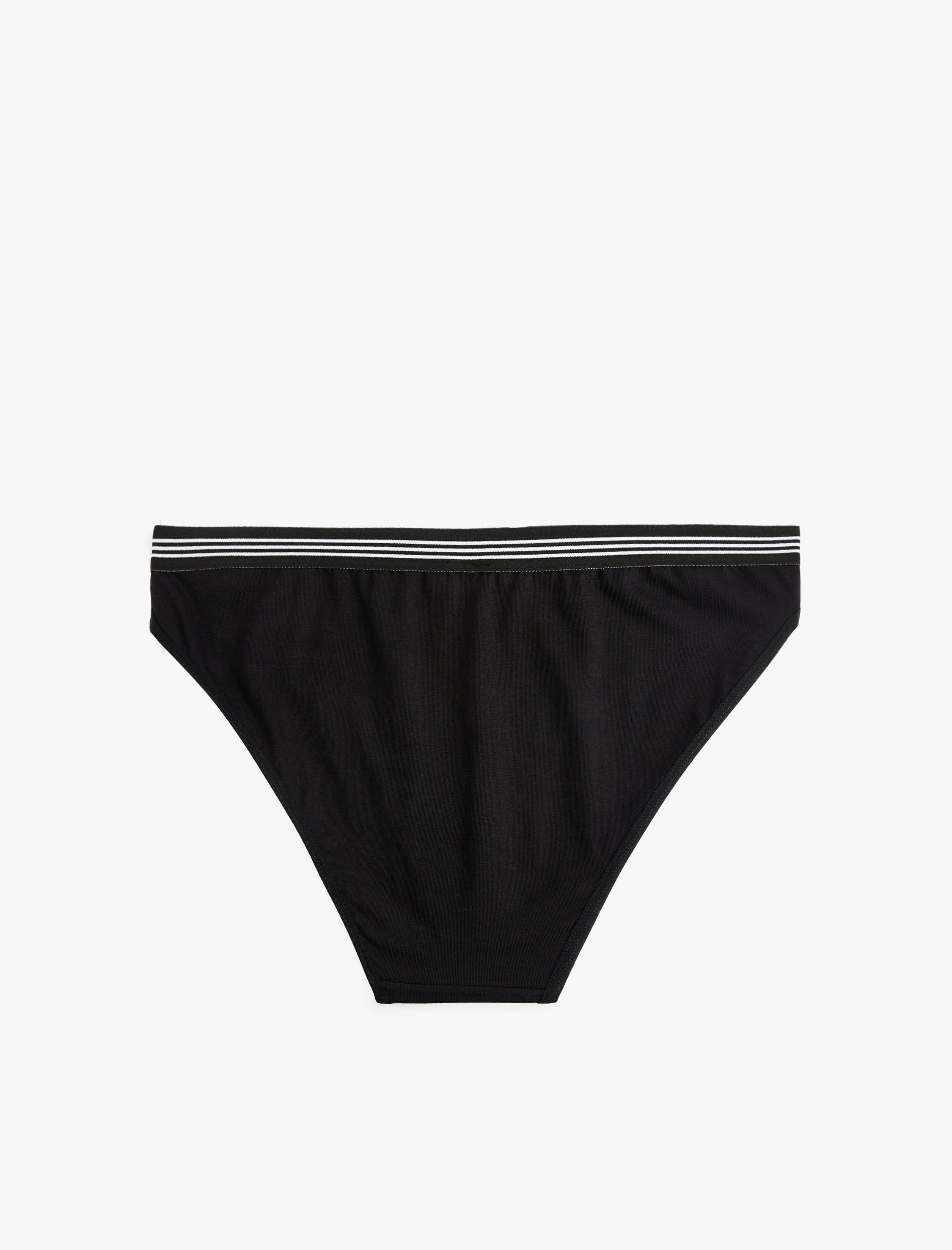   Pamuklu Çizgili Bel Detaylı Yüksek Bel Rahat Kalıp Baskılı Brief Külot