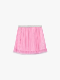 Pileli Beli Lastikli Astarlı Tütü Etek