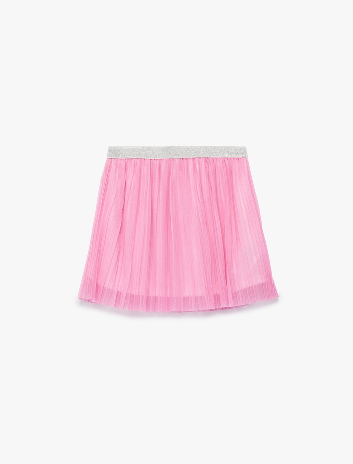 Kız Çocuk Pileli Beli Lastikli Astarlı Tütü Etek