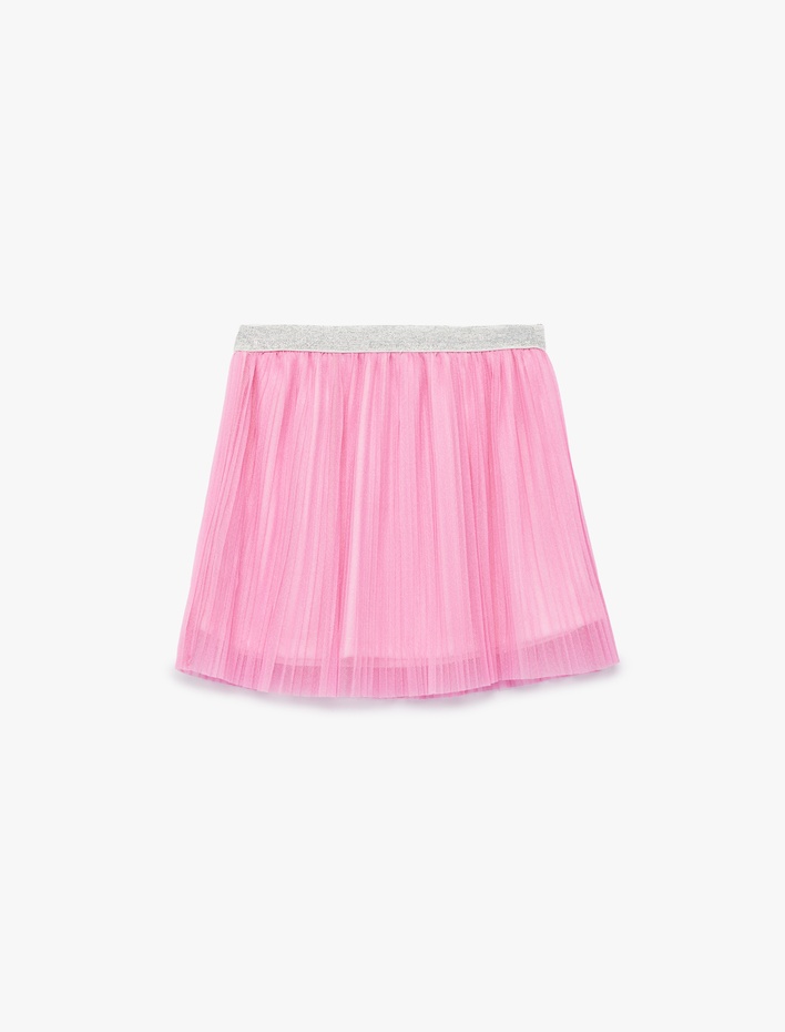 Kız Çocuk Pileli Beli Lastikli Astarlı Tütü Etek