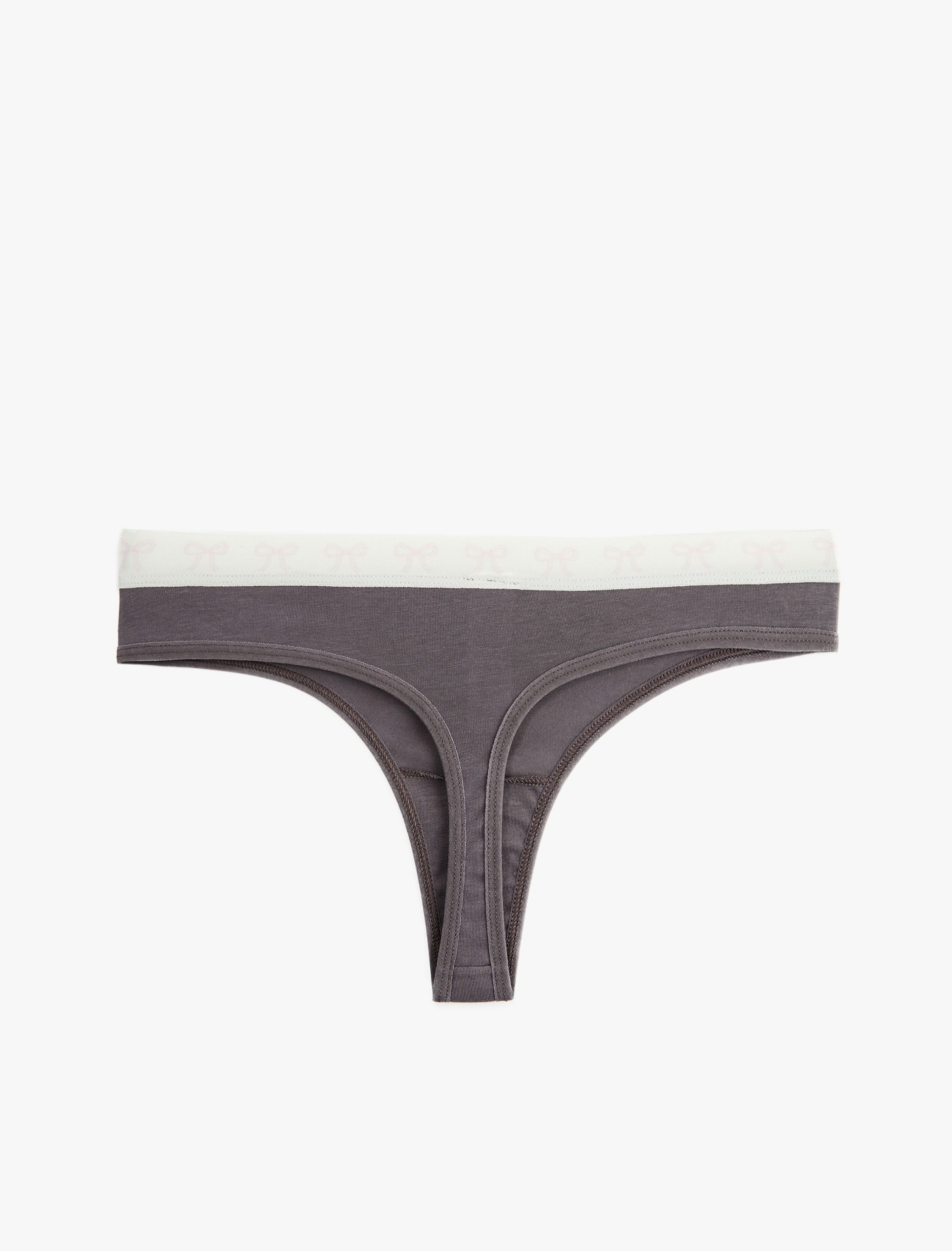   Pamuklu Renk Kontrastlı Lastik Detaylı Rahat Kalıp String Külot