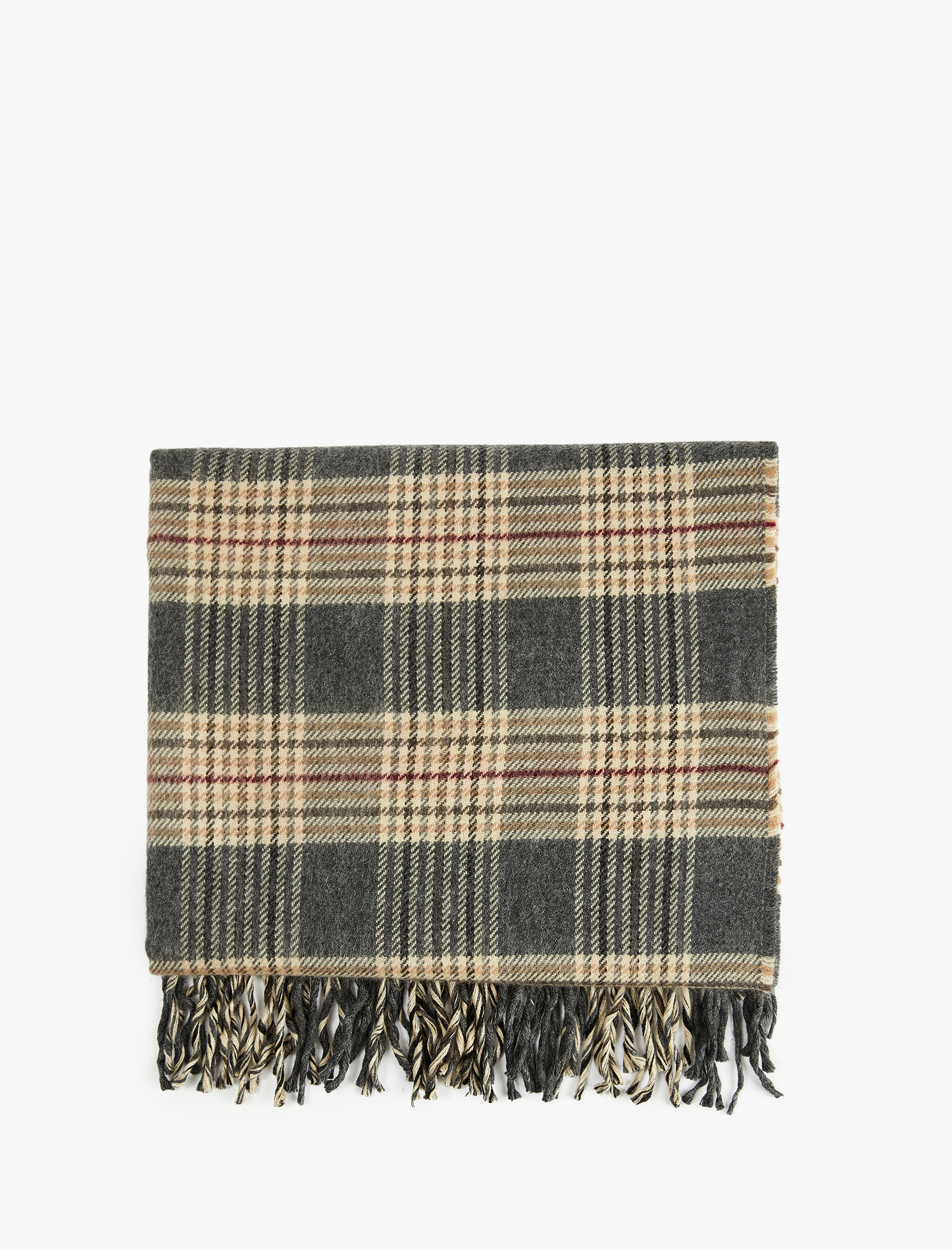  Kadın Püsküllü Ekoseli Uzun Atkı