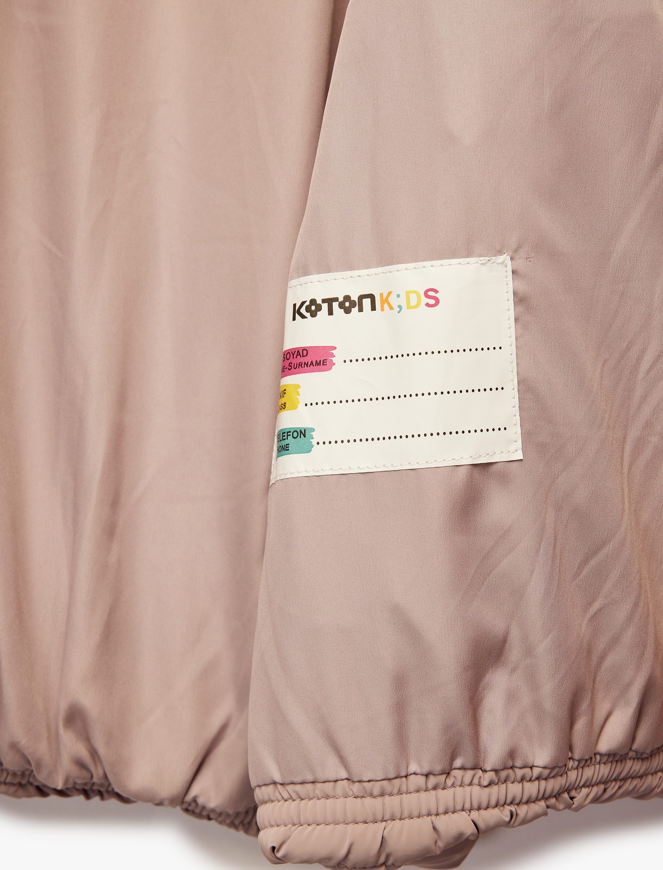  Kız Çocuk Dik Yaka Fermuarlı Uzun Kollu Cepli Kapitone Ceket