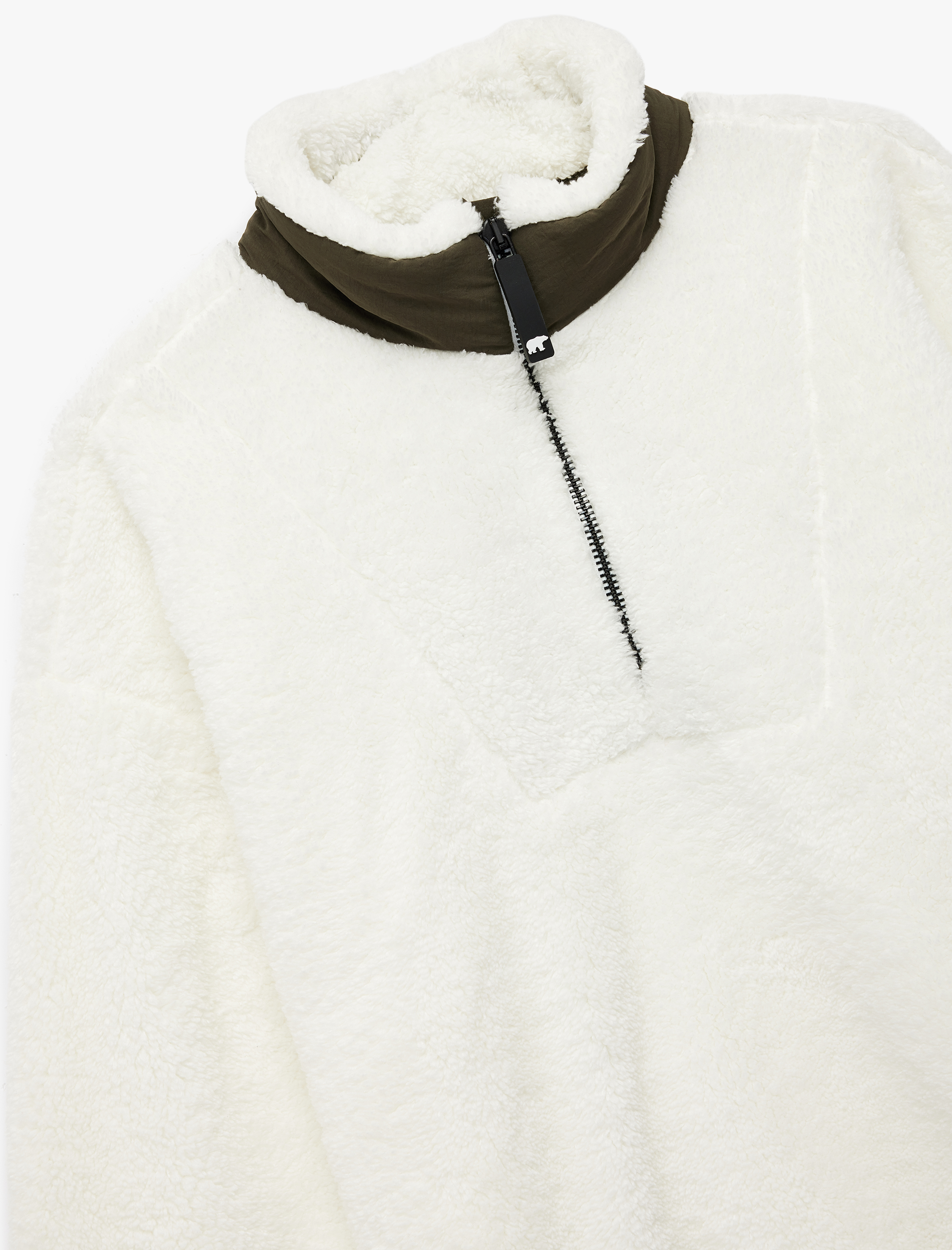  Erkek Çocuk Dik Yaka Uzun Kollu Yarım Fermuarlı Peluş Sweatshirt