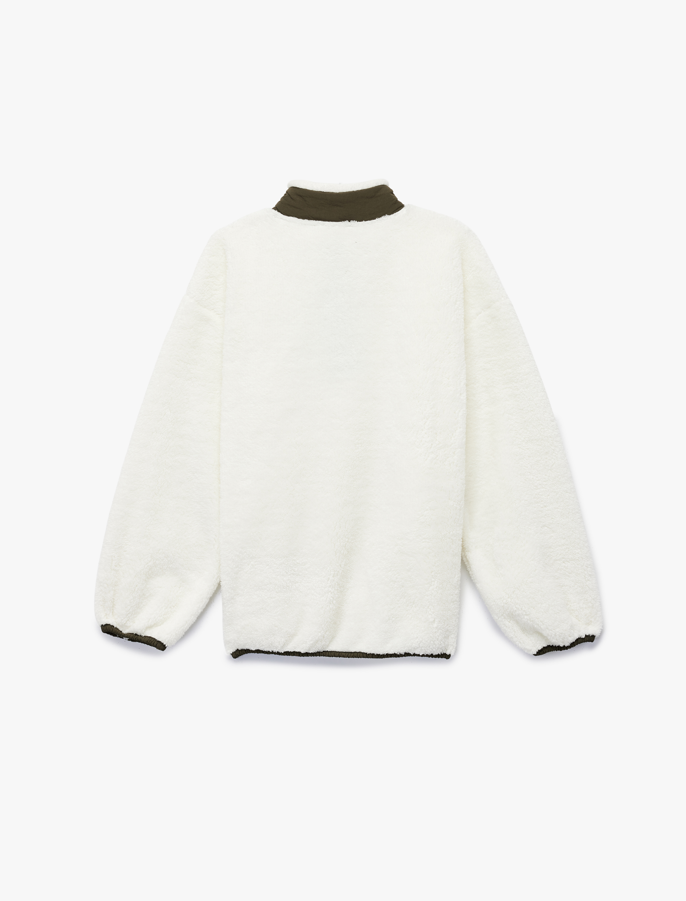  Erkek Çocuk Dik Yaka Uzun Kollu Yarım Fermuarlı Peluş Sweatshirt