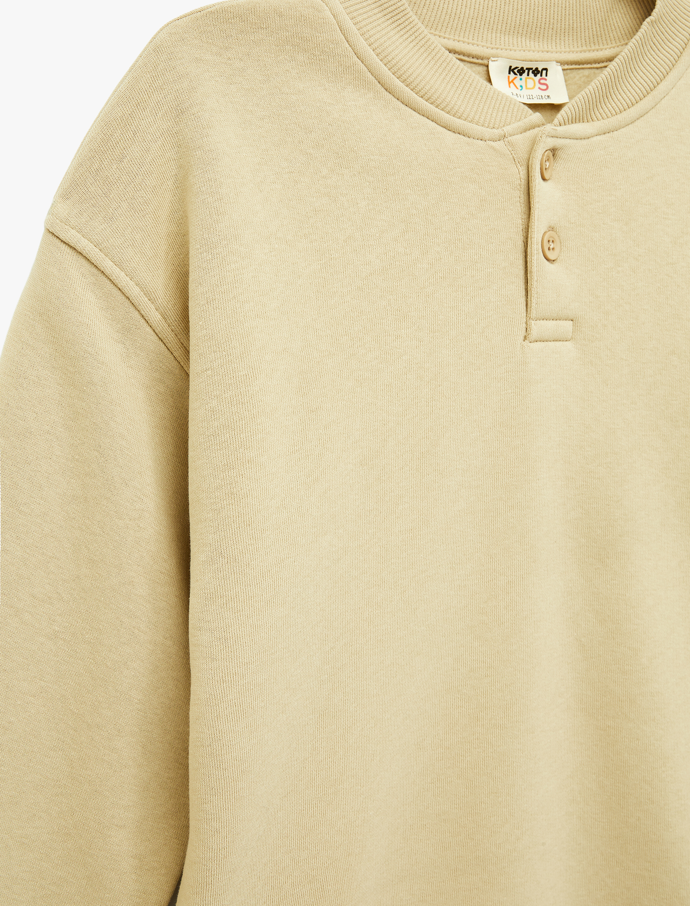  Erkek Çocuk Uzun Kollu Düğme Detaylı Yuvarlak Yaka Oversize Sweatshirt