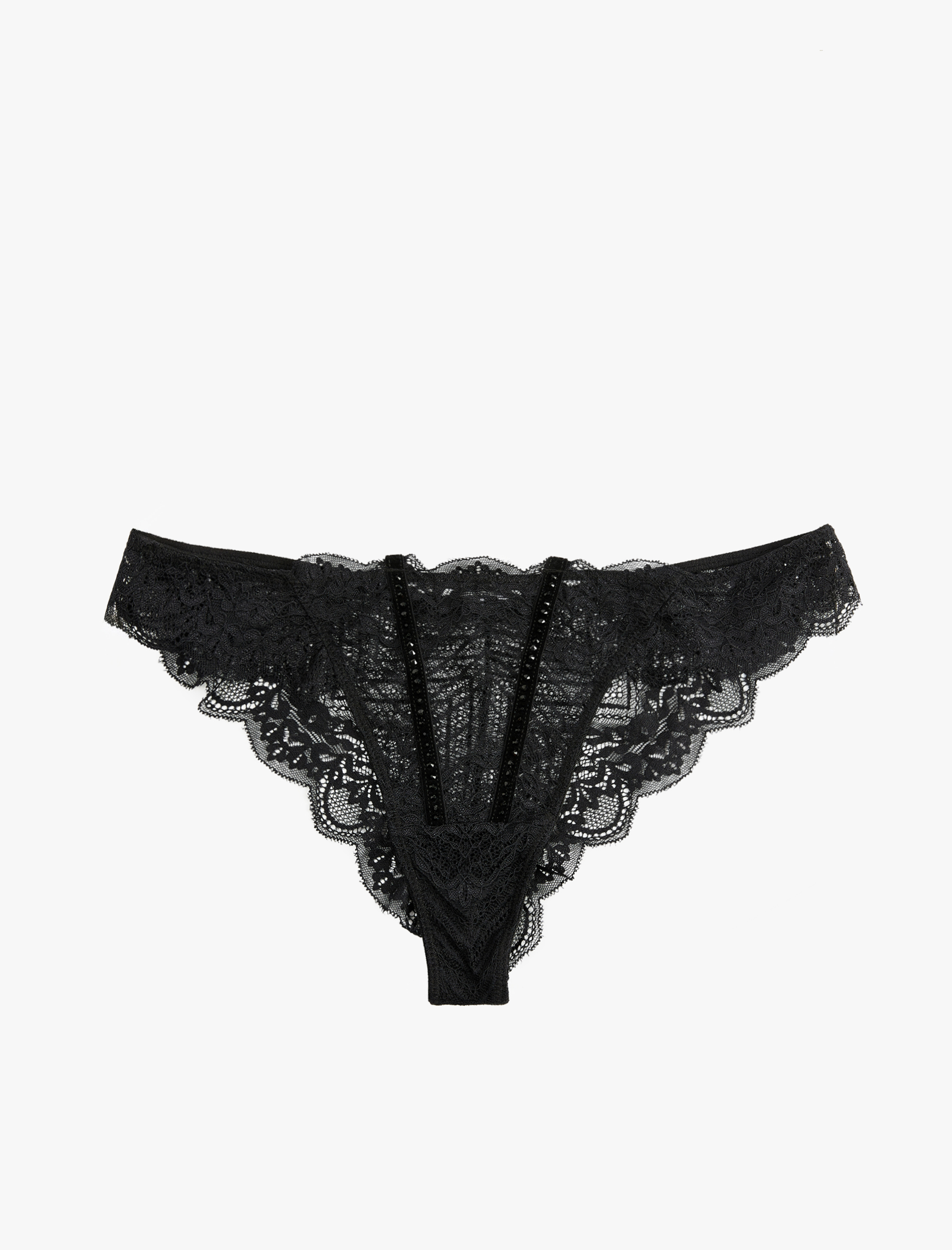 Taş Detaylı Dantelli Brazilian Külot
