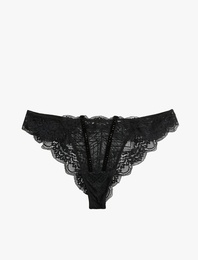 Taş Detaylı Dantelli Brazilian Külot