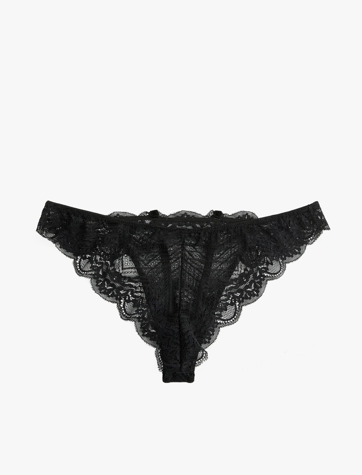  Taş Detaylı Dantelli Brazilian Külot