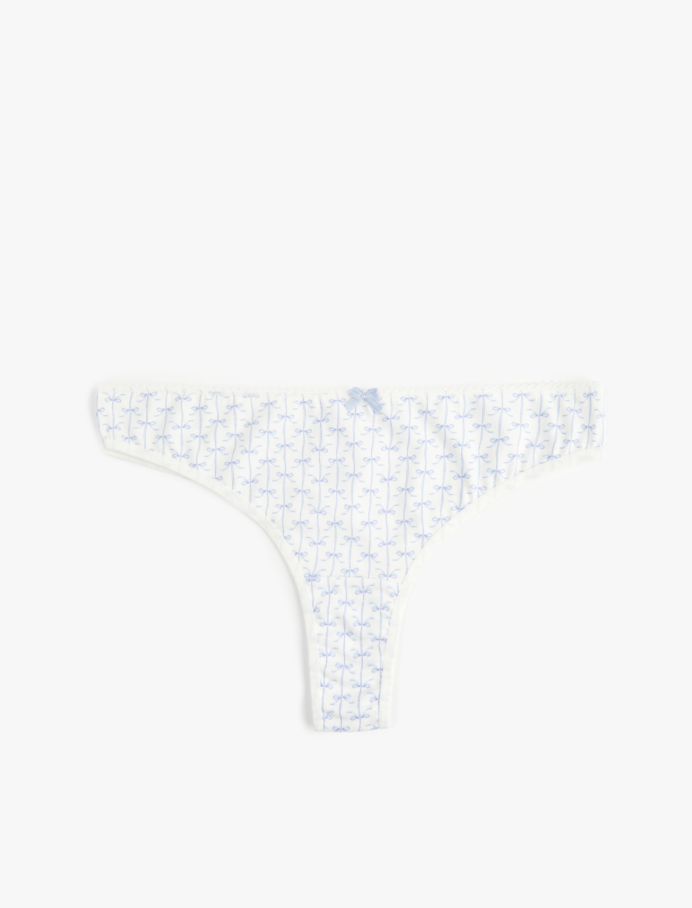   Pamuklu Rahat Kalıp Baskılı Kurdele Detaylı 3'lü Brazilian Külot Seti