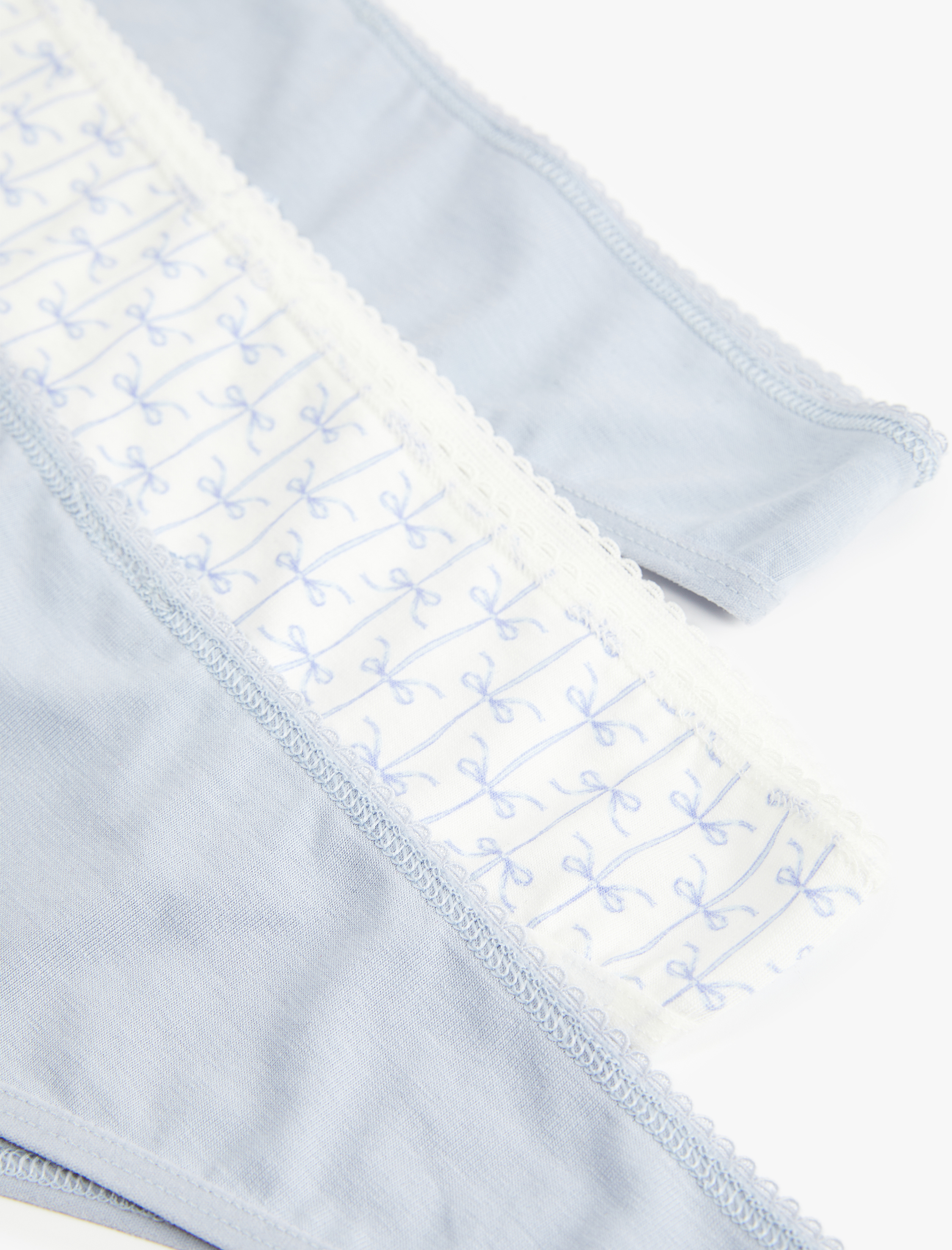   Pamuklu Rahat Kalıp Baskılı Kurdele Detaylı 3'lü Brazilian Külot Seti