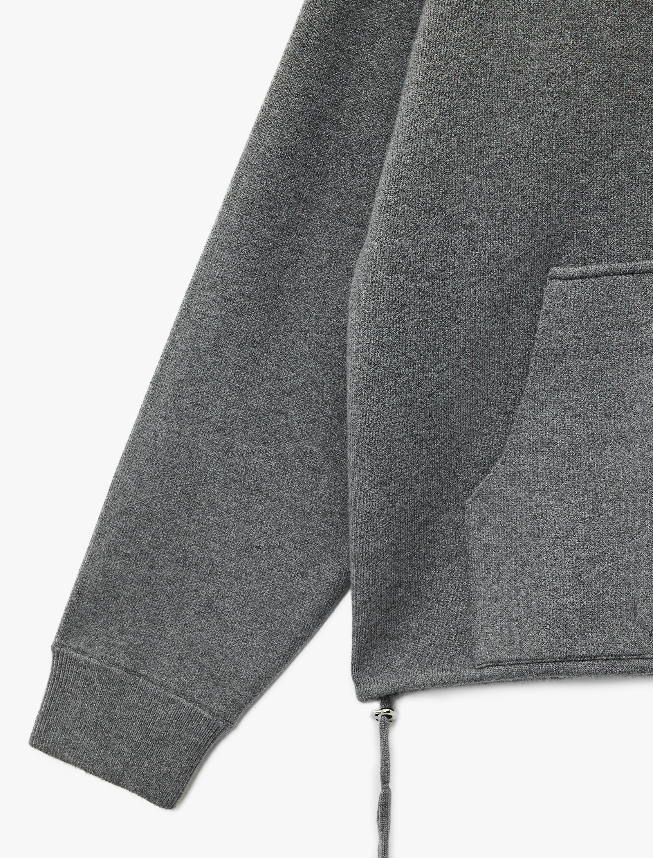   Oversize Uzun Kollu Cep Detaylı Kapüşonlu Fermuarlı Triko Hırka