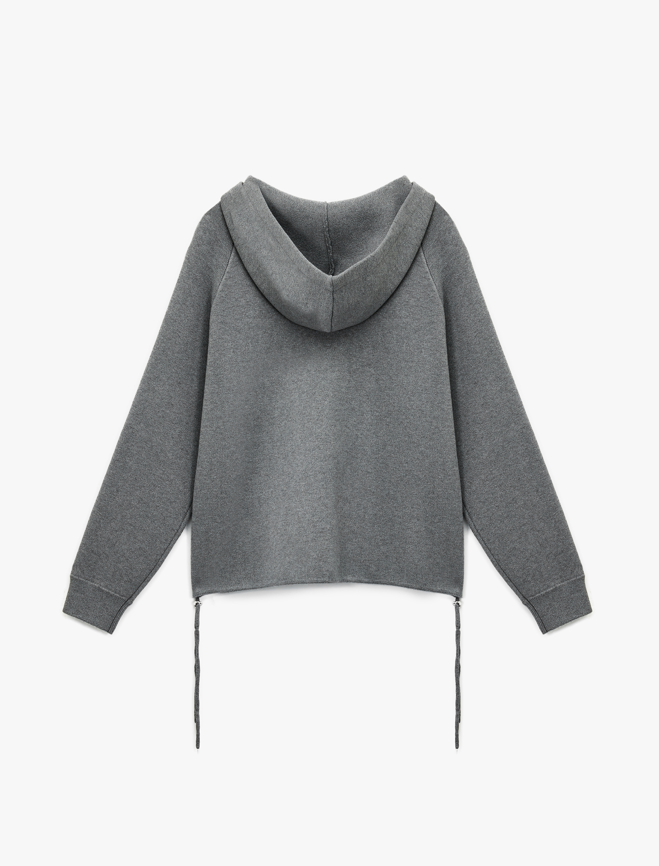   Oversize Uzun Kollu Cep Detaylı Kapüşonlu Fermuarlı Triko Hırka