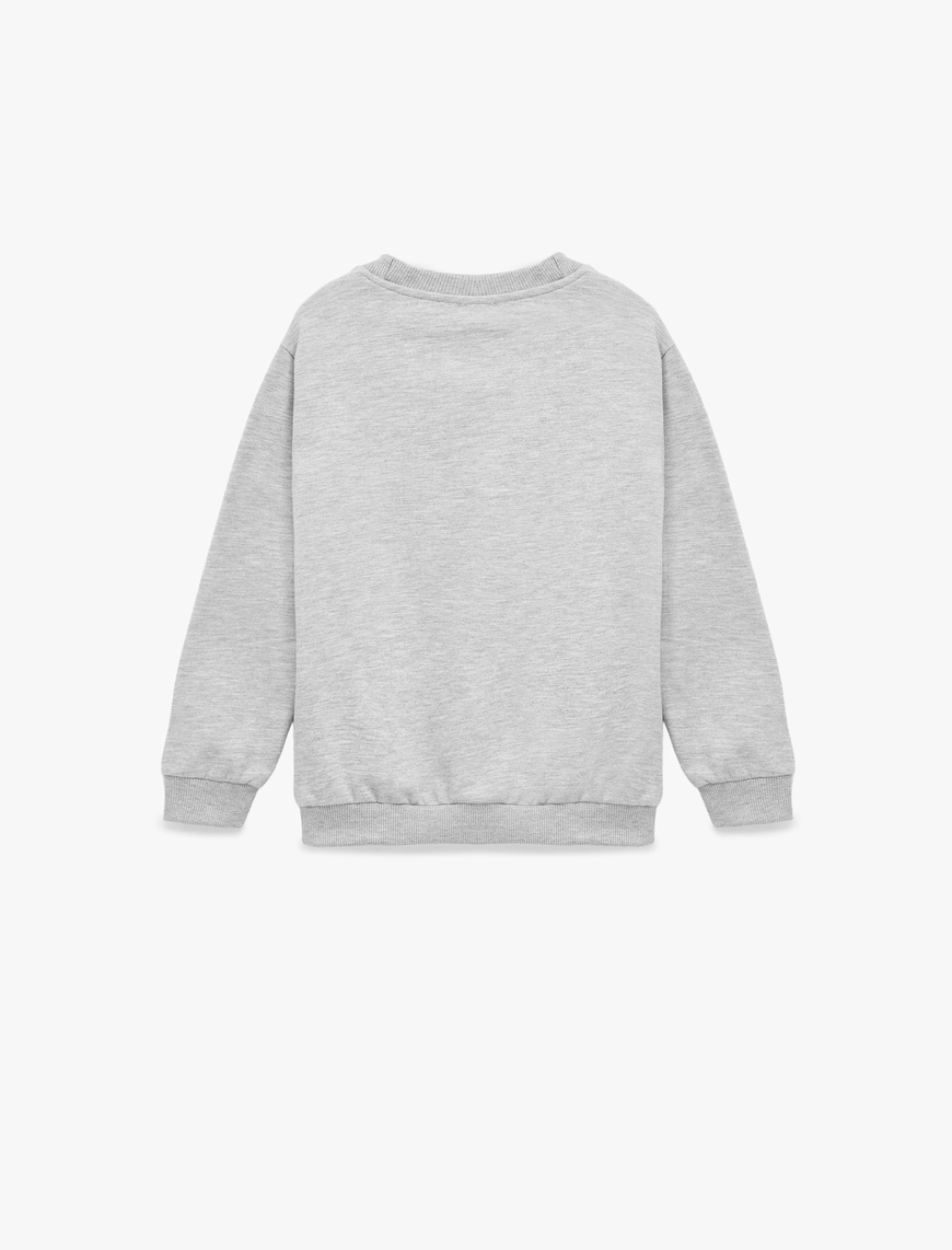  Erkek Çocuk Uzun Kollu Bisiklet Yaka Dinozor Baskılı Sweatshirt