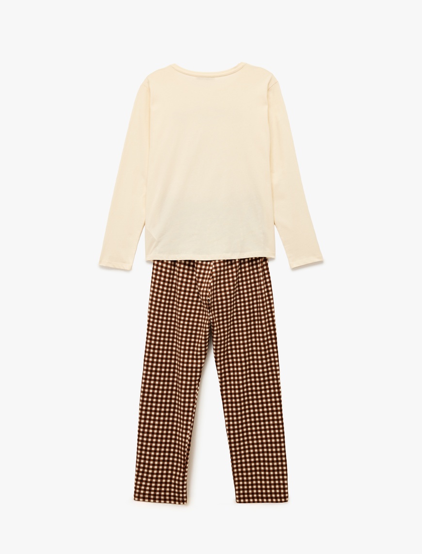   Pamuklu Baskılı Uzun Kollu Pijama Takımı