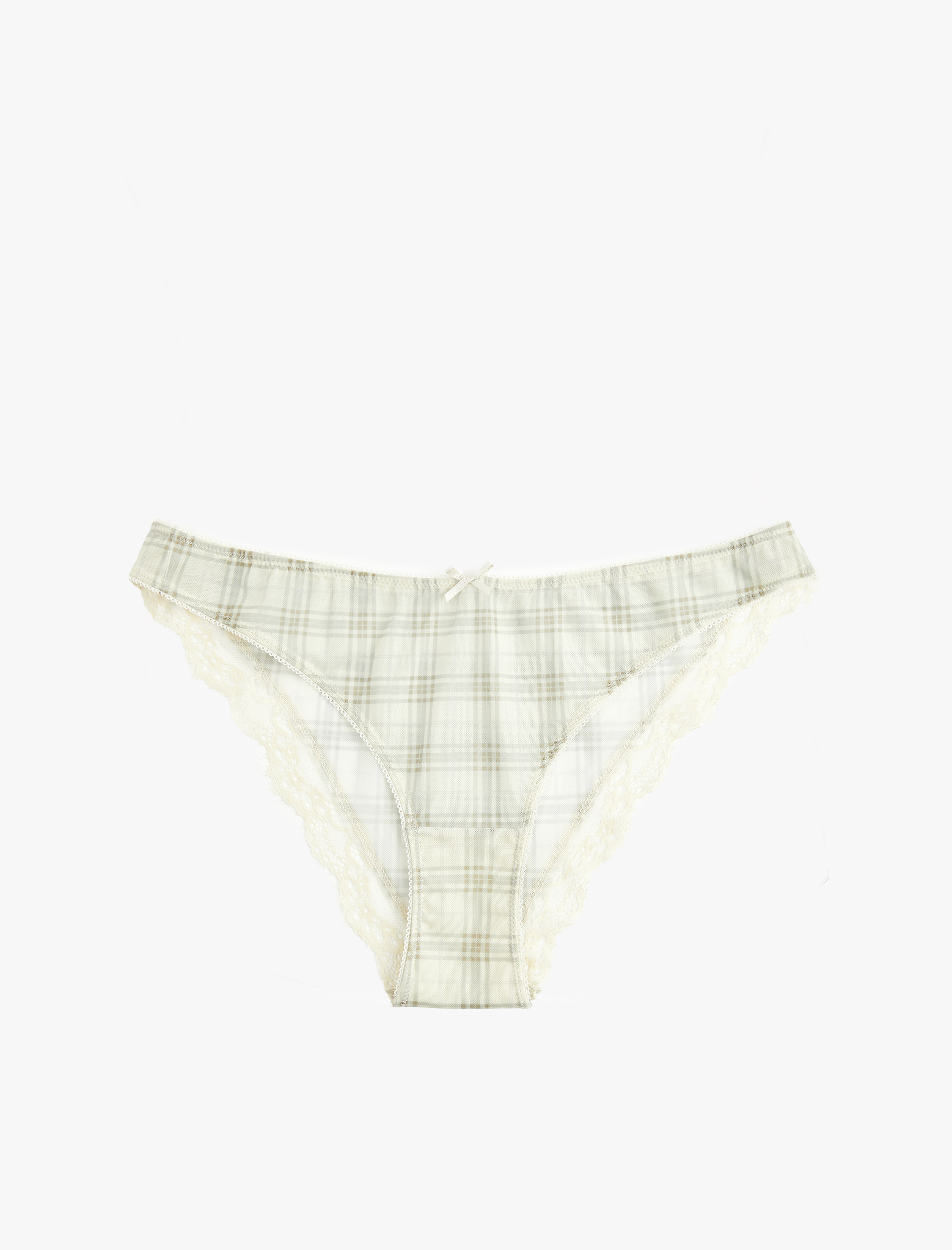 Dantel Detaylı Ekose Desenli Brazilian Külot