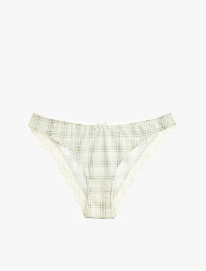  Dantel Detaylı Ekose Desenli Brazilian Külot