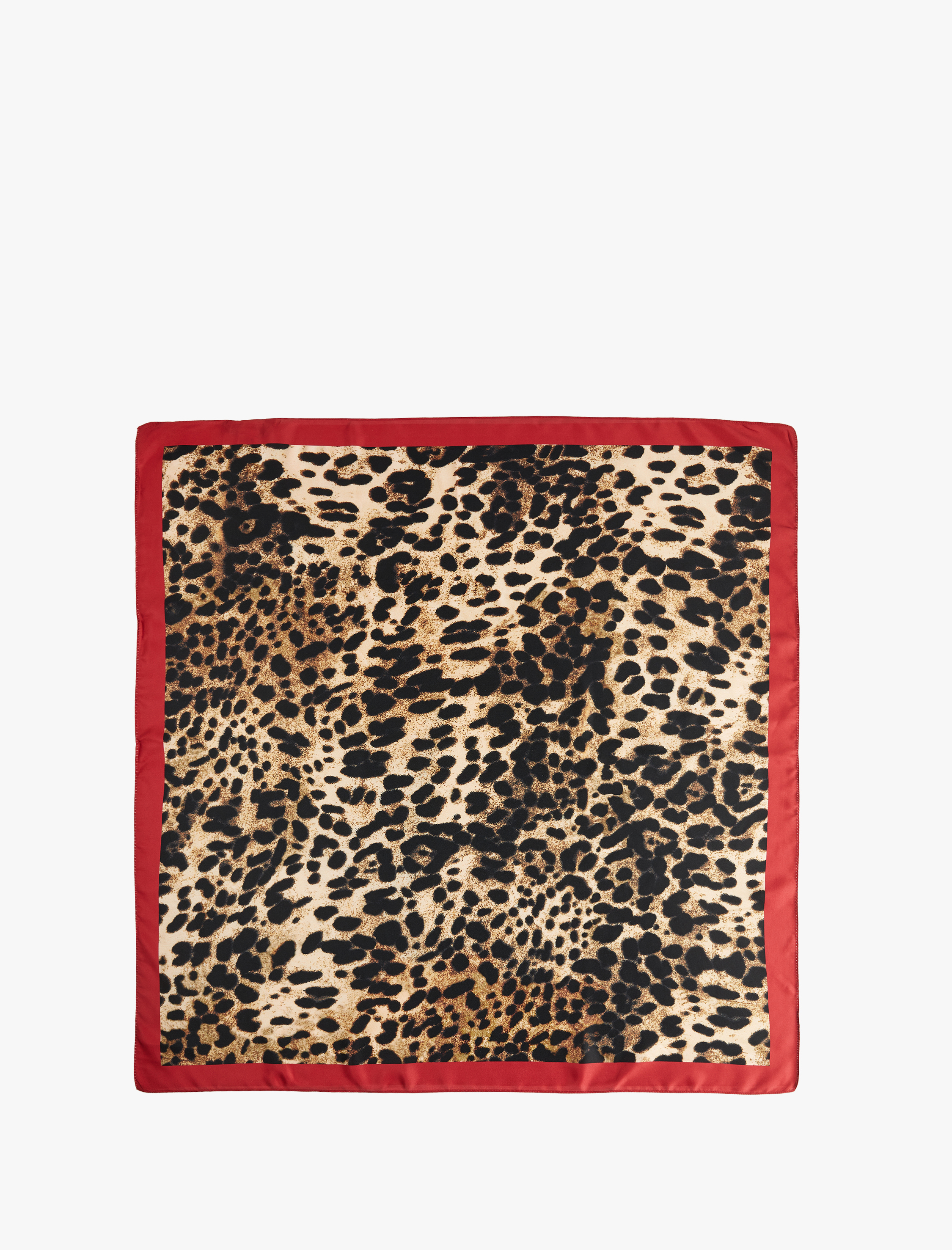  Kadın Leopar Desenli Saten Kare Şal