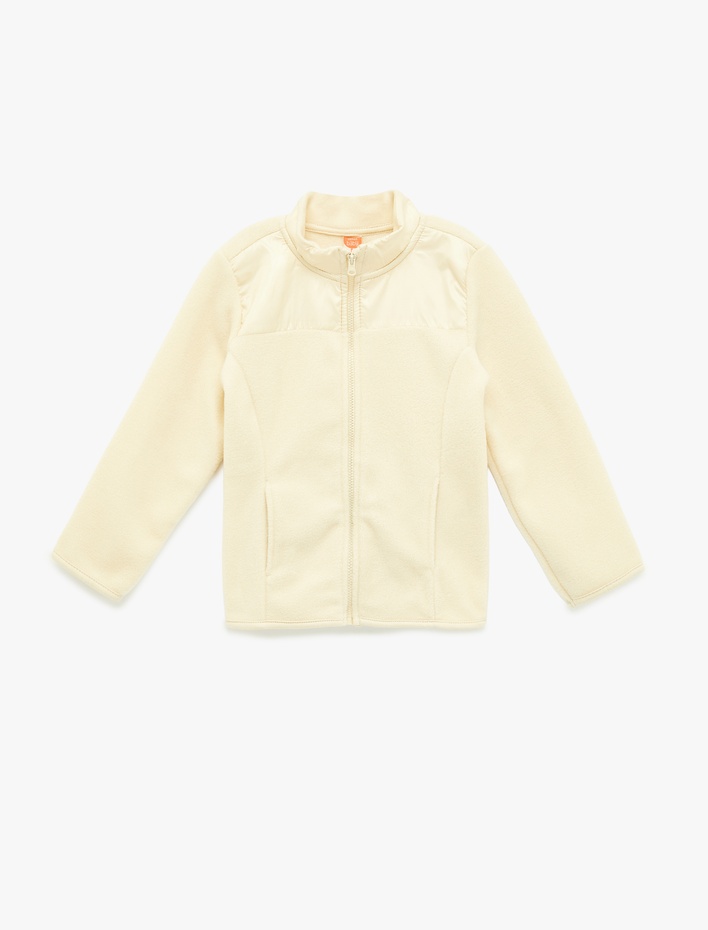 Erkek Bebek Uzun Kollu Cepli Dik Yaka Fermuarlı Polar Sweatshirt
