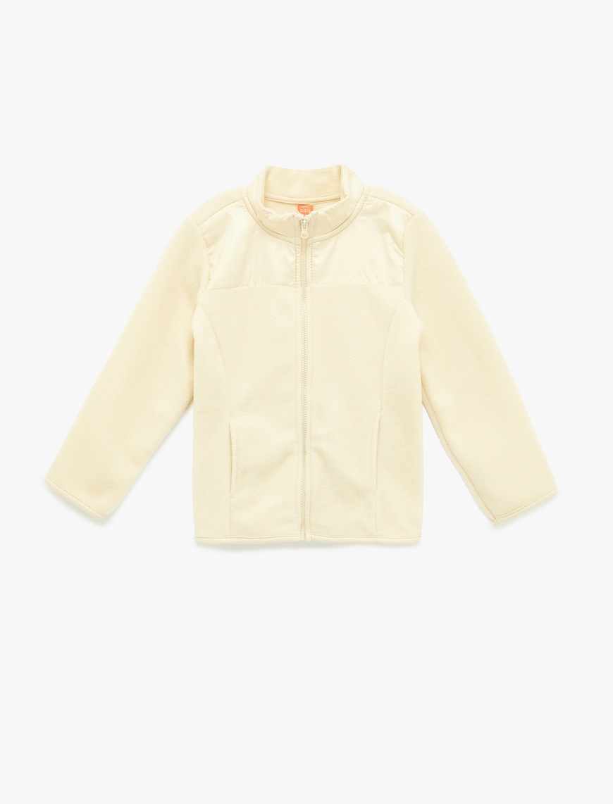  Erkek Bebek Uzun Kollu Cepli Dik Yaka Fermuarlı Polar Sweatshirt