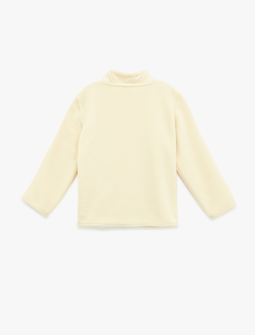  Erkek Bebek Uzun Kollu Cepli Dik Yaka Fermuarlı Polar Sweatshirt